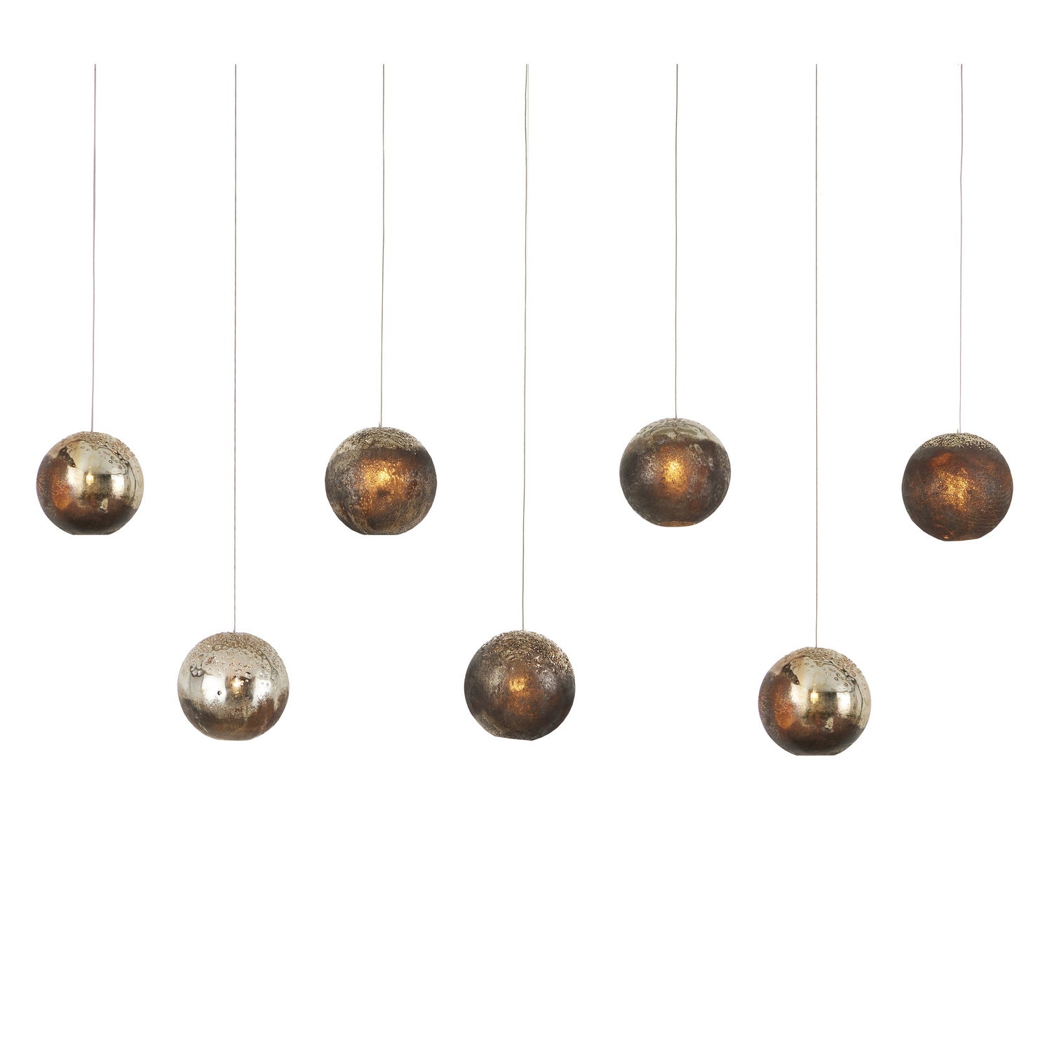 Seven Light Pendant from the Pathos collection in Antique Silver/Antique Gold/Matte Charcoal finish