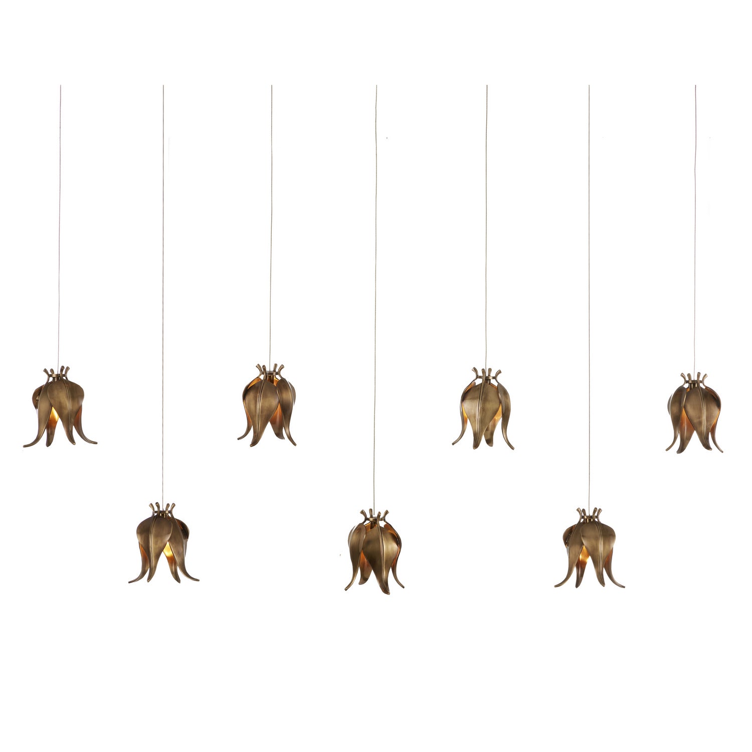 Seven Light Pendant from the Iota collection in Antique Brass finish