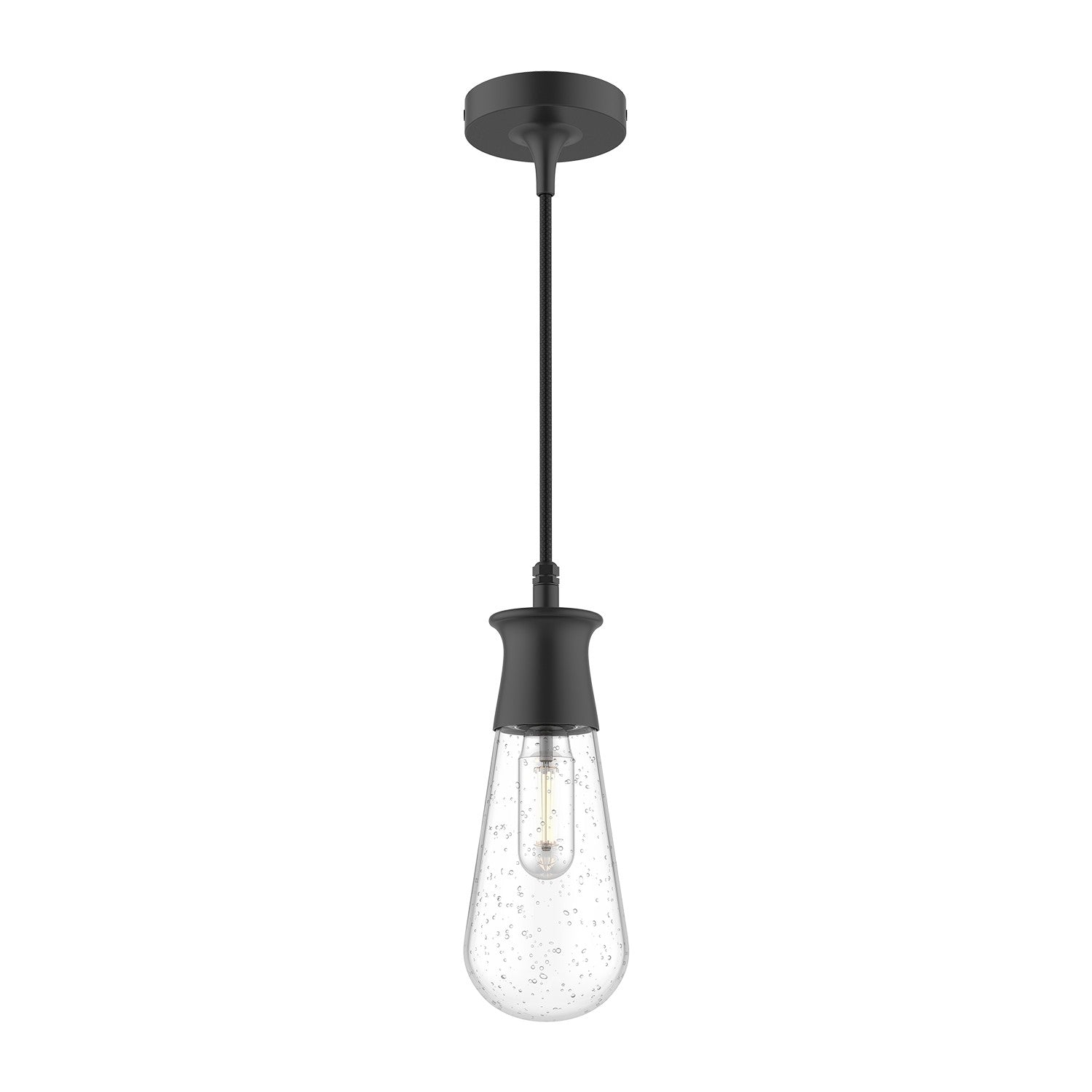 Alora - EP464001BKCB - One Light Outdoor Pendant - Marcel - Clear Bubble Glass/Textured Black