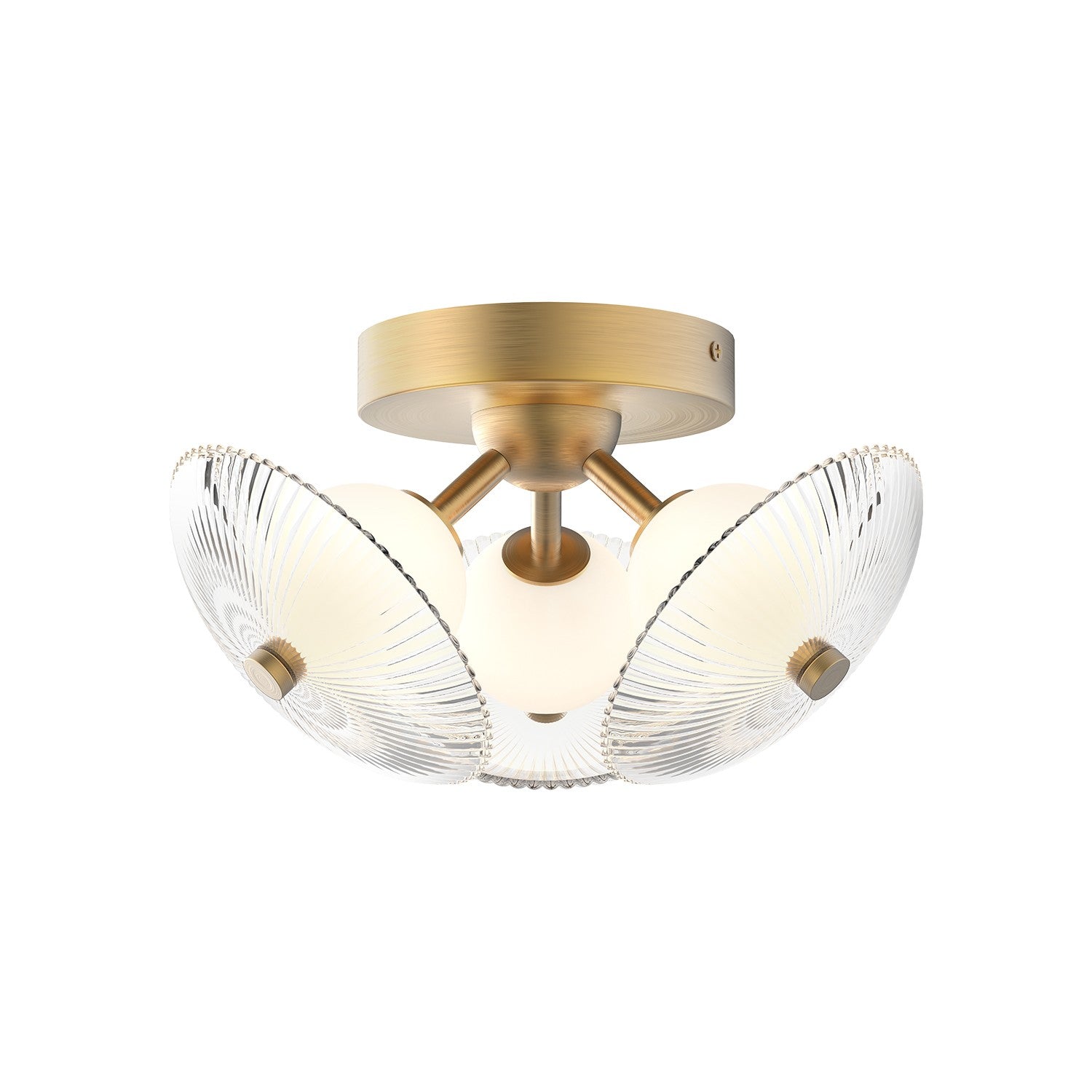 Alora - FM417604BGCR - LED Flush Mount - Hera - Brushed Gold/Clear Ribbed Glass