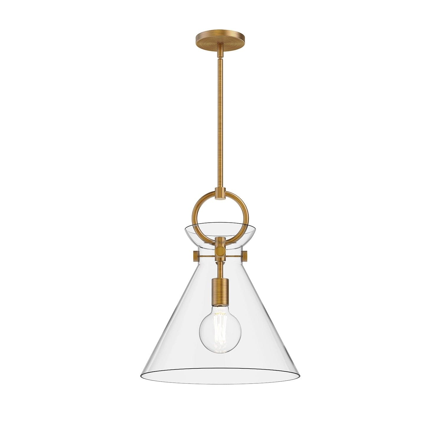 Alora - PD412514AGCL - One Light Pendant - Emerson - Aged Gold/Clear