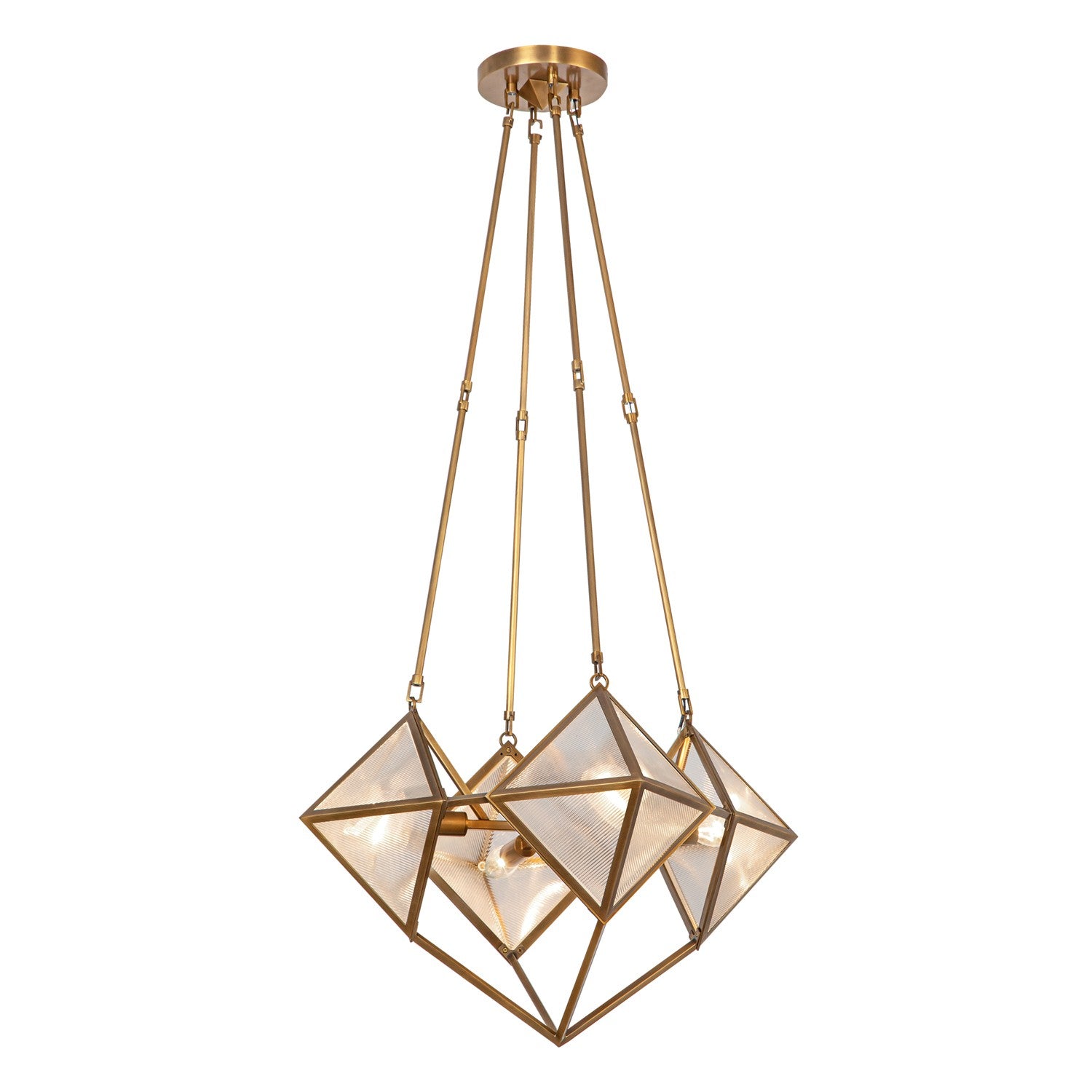 Alora - CH332421VBCR - Four Light Chandelier - Cairo - Ribbed Glass/Vintage Brass