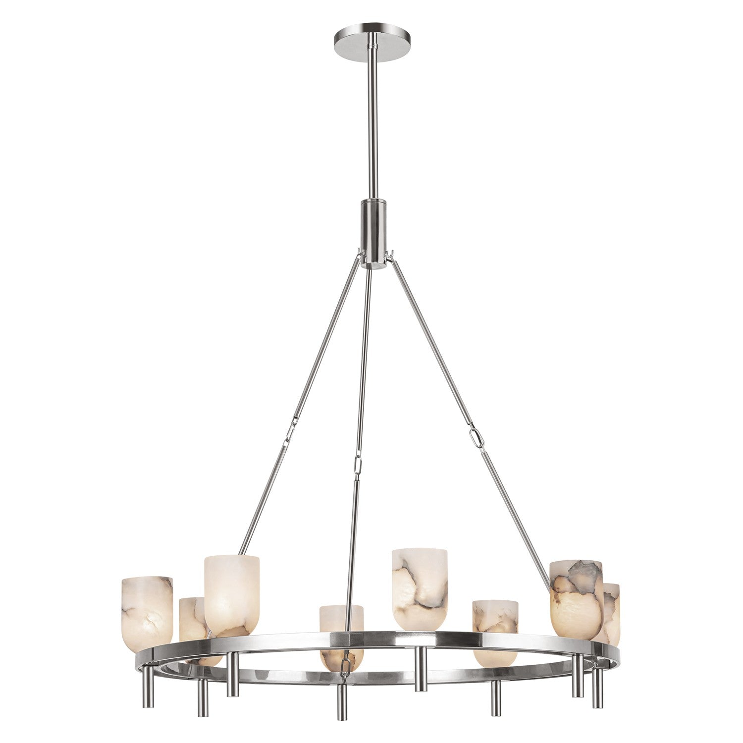 Alora - CH338836PNAR - Eight Light Chandelier - Lucian - Polished Nickel/Alabaster