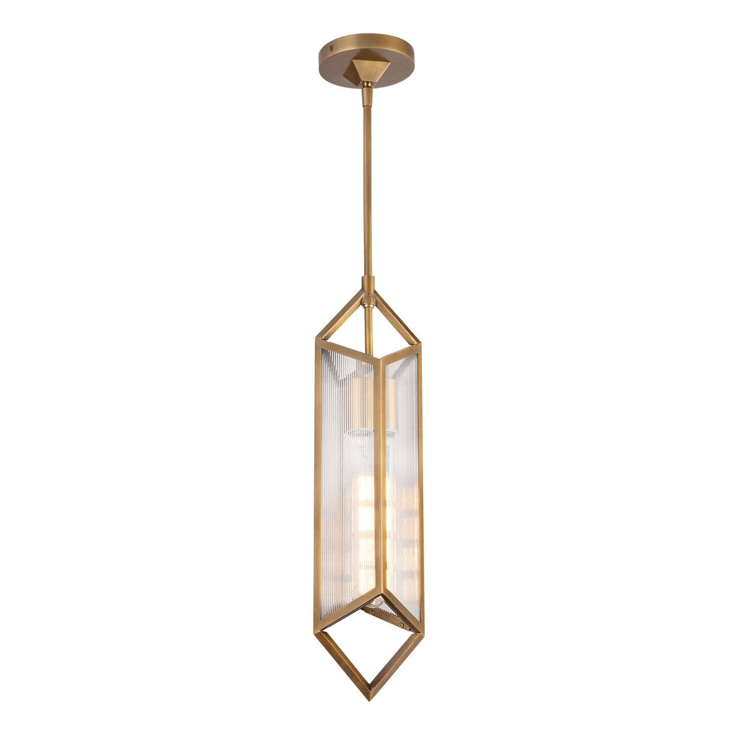Alora - PD332119VBCR - One Light Pendant - Cairo - Ribbed Glass/Vintage Brass