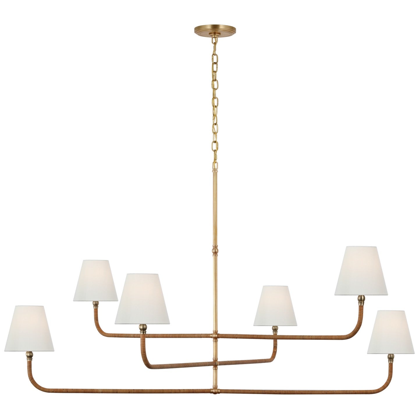 Visual Comfort Signature - CHC 5084AB/NRT-L - LED Chandelier - Basden - Antique-Burnished Brass and Natural Rattan