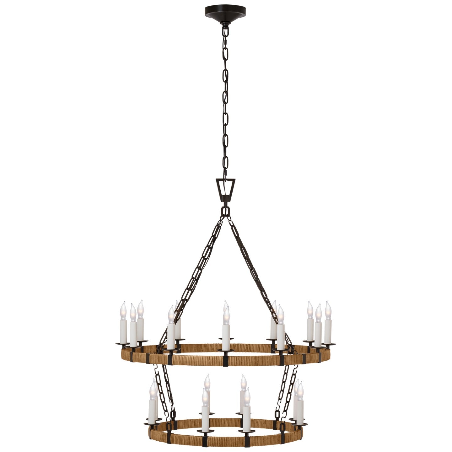 Visual Comfort Signature - CHC 5878AI/NRT - LED Chandelier - Darlana Wrapped - Aged Iron and Natural Rattan