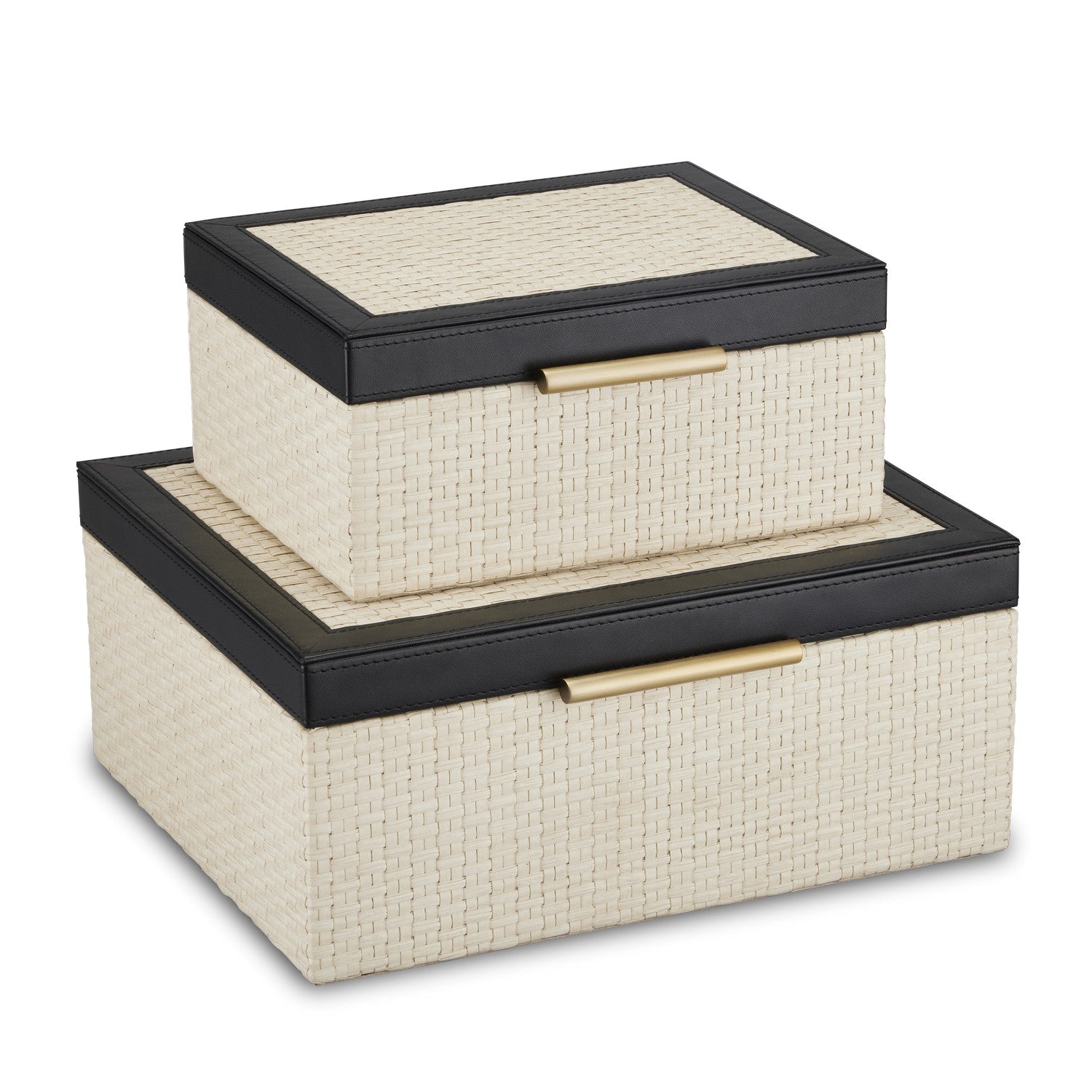 Box Set of 2 from the Deanna collection in Ivory/Black/Light Antique Brass/Beige finish