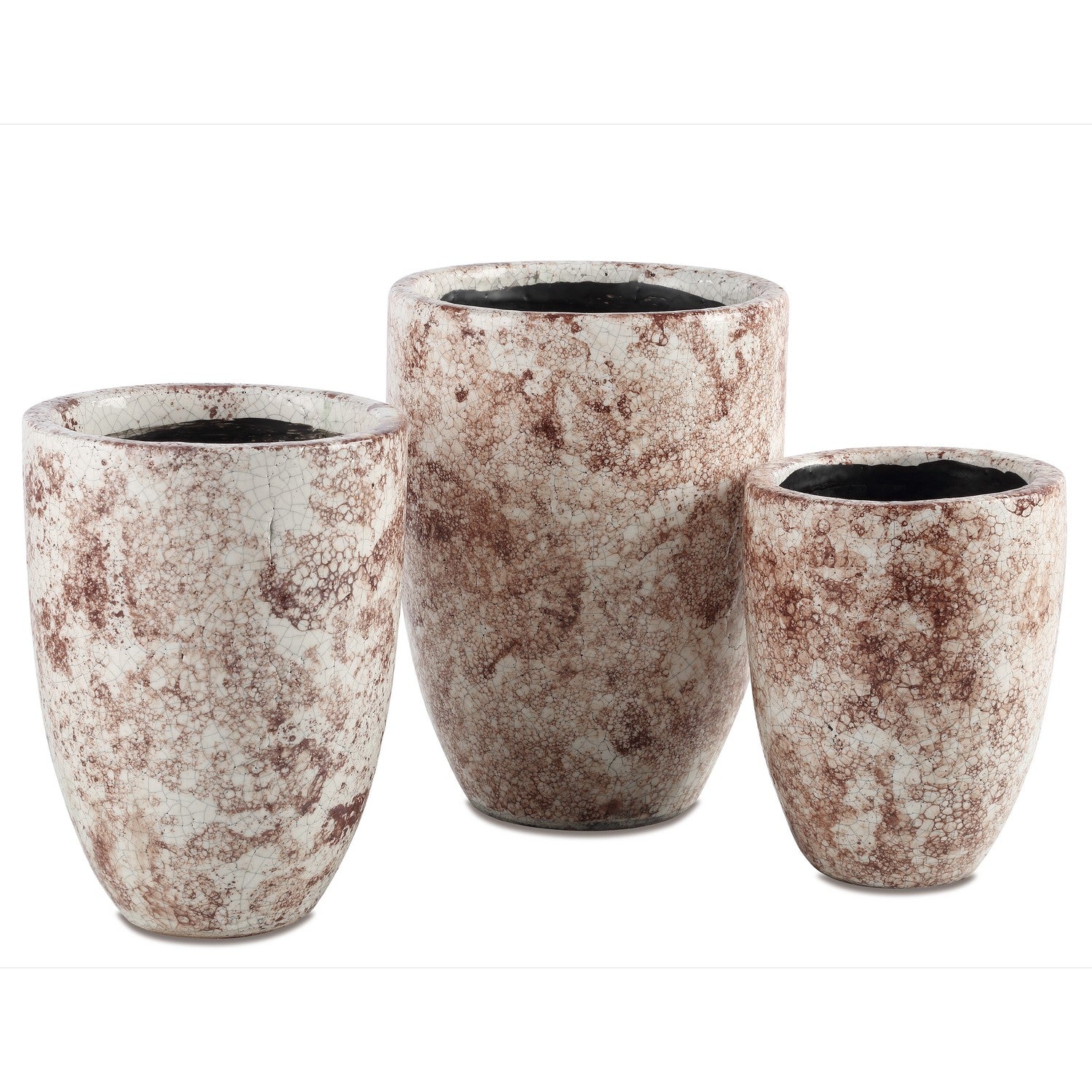 Vase Set of 3 from the Marne collection in Brown/Off-White finish