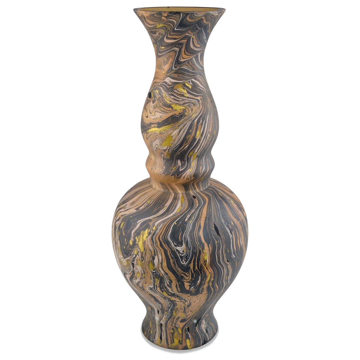 Vase in Black/Brown/White/Gold finish