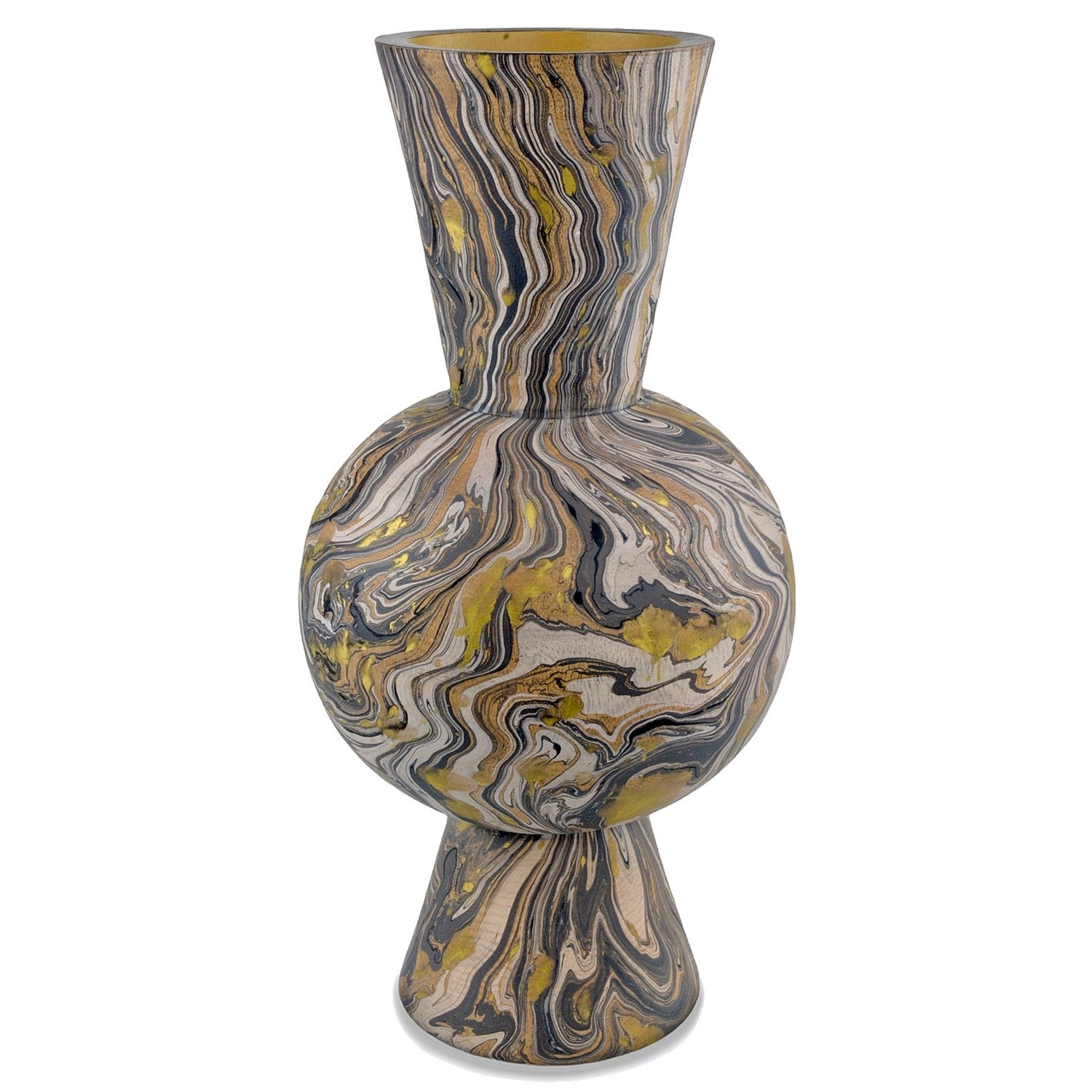 Vase in Black/Brown/White/Gold finish