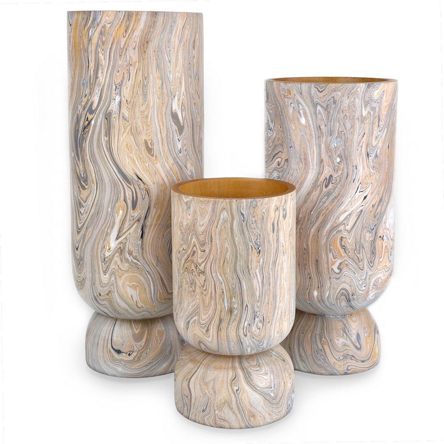 Vase Set of 3 from the London Sky collection in Dark Brown/Natural finish