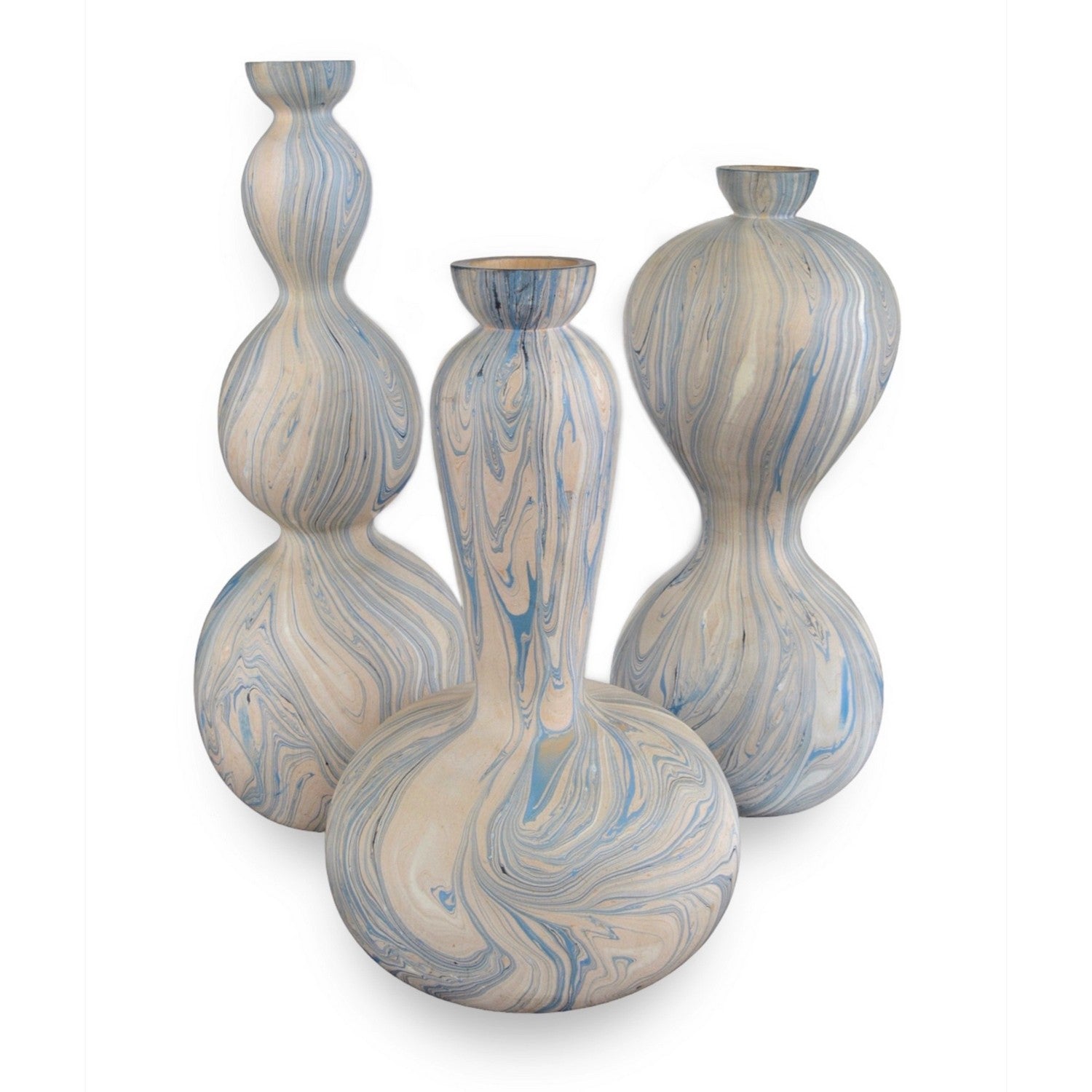 Vase Set of 3 from the Calm collection in Blue/White finish