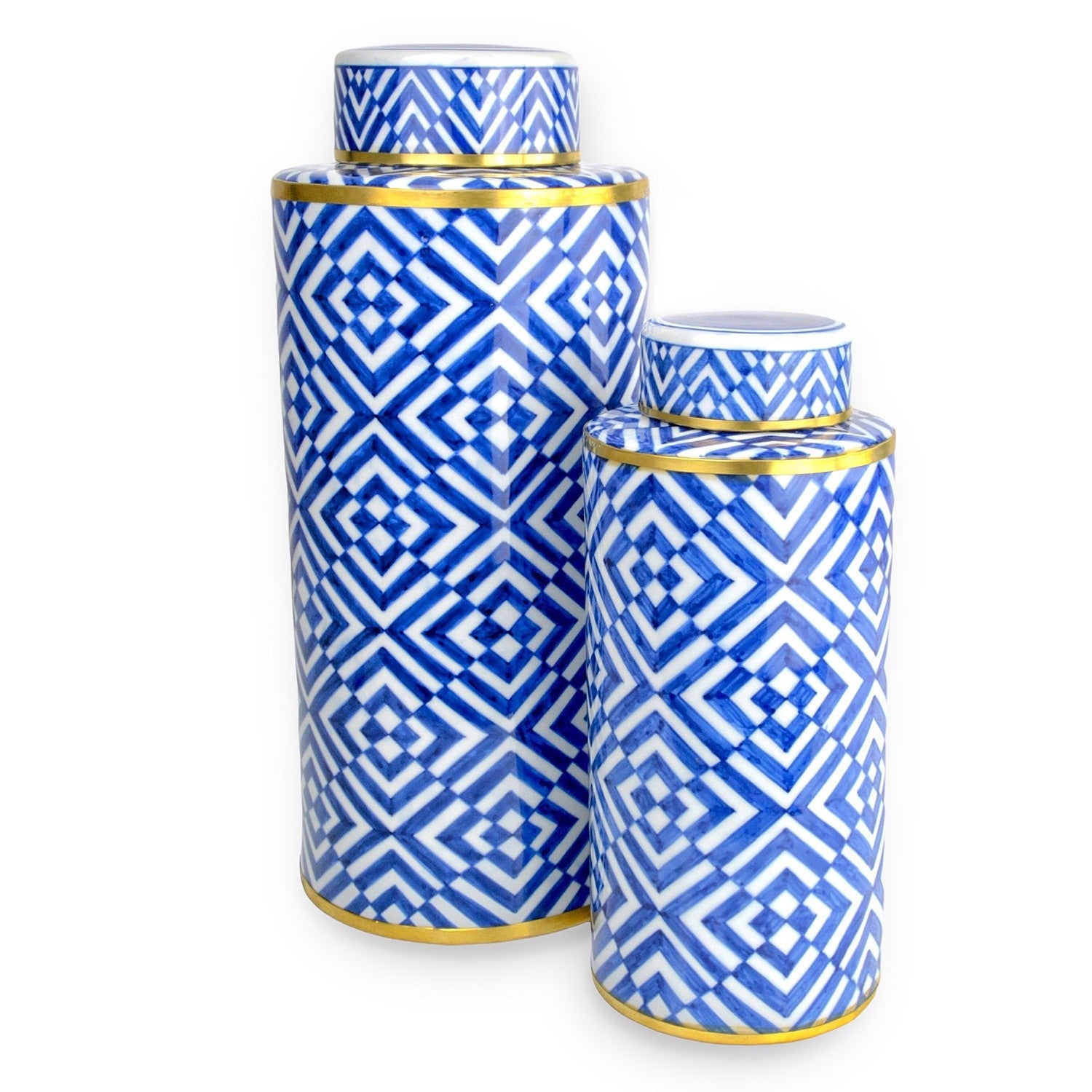 Jar Set of 2 in Blue/White finish