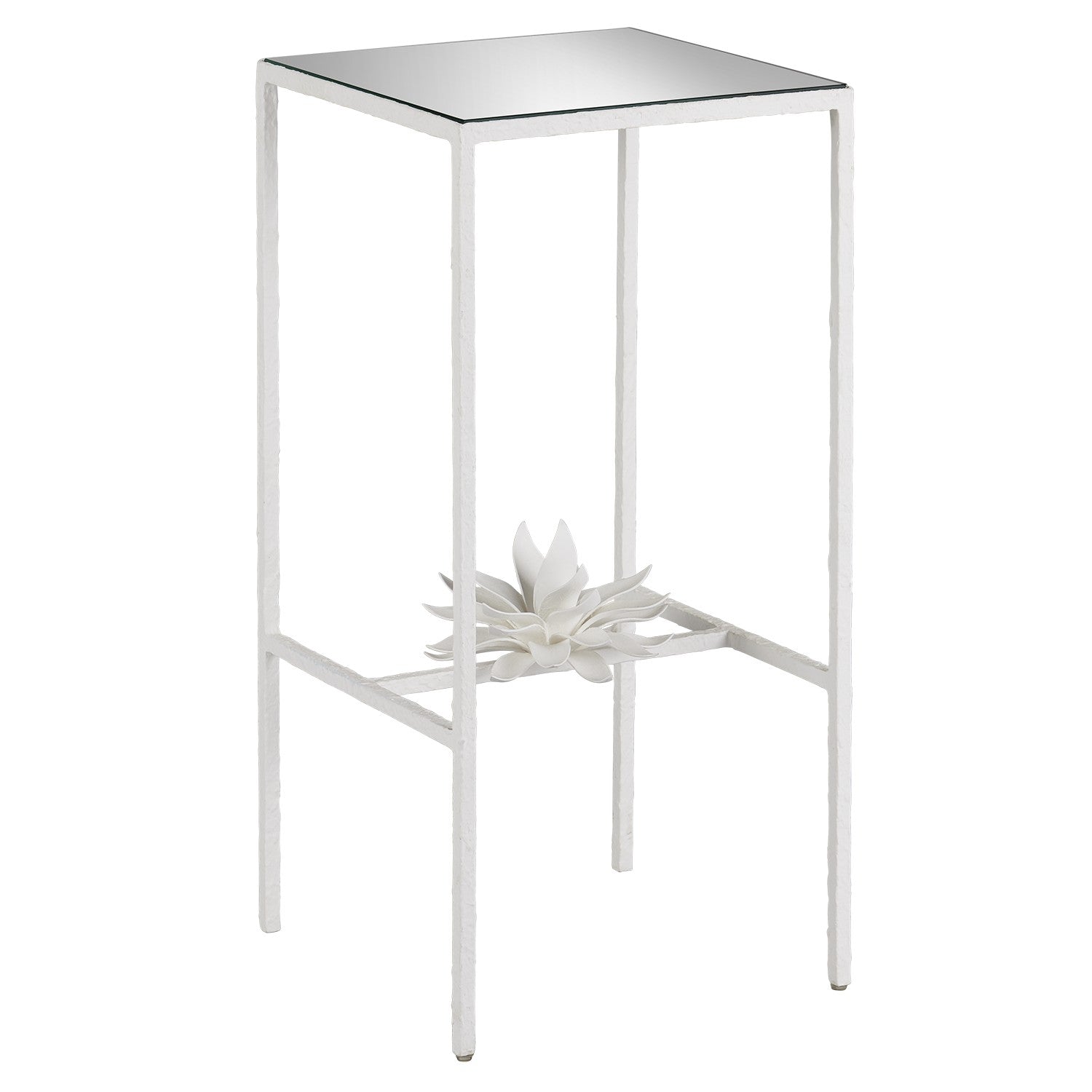 Accent Table from the Marjorie Skouras collection in Yeso Blanco/Mirror finish