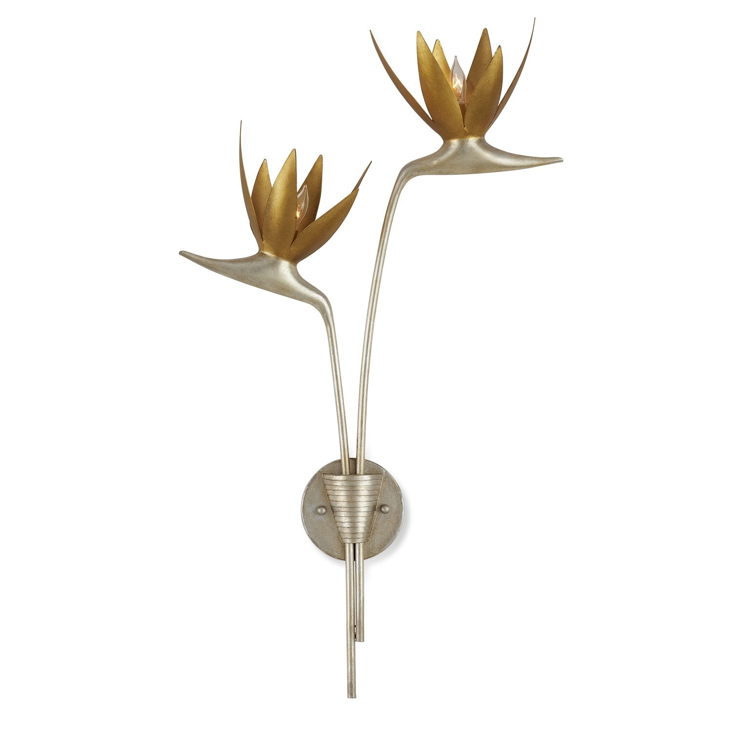 Two Light Wall Sconce from the Paradiso collection in Contemporary Silver Leaf/Contemporary Gold Leaf/Gold finish