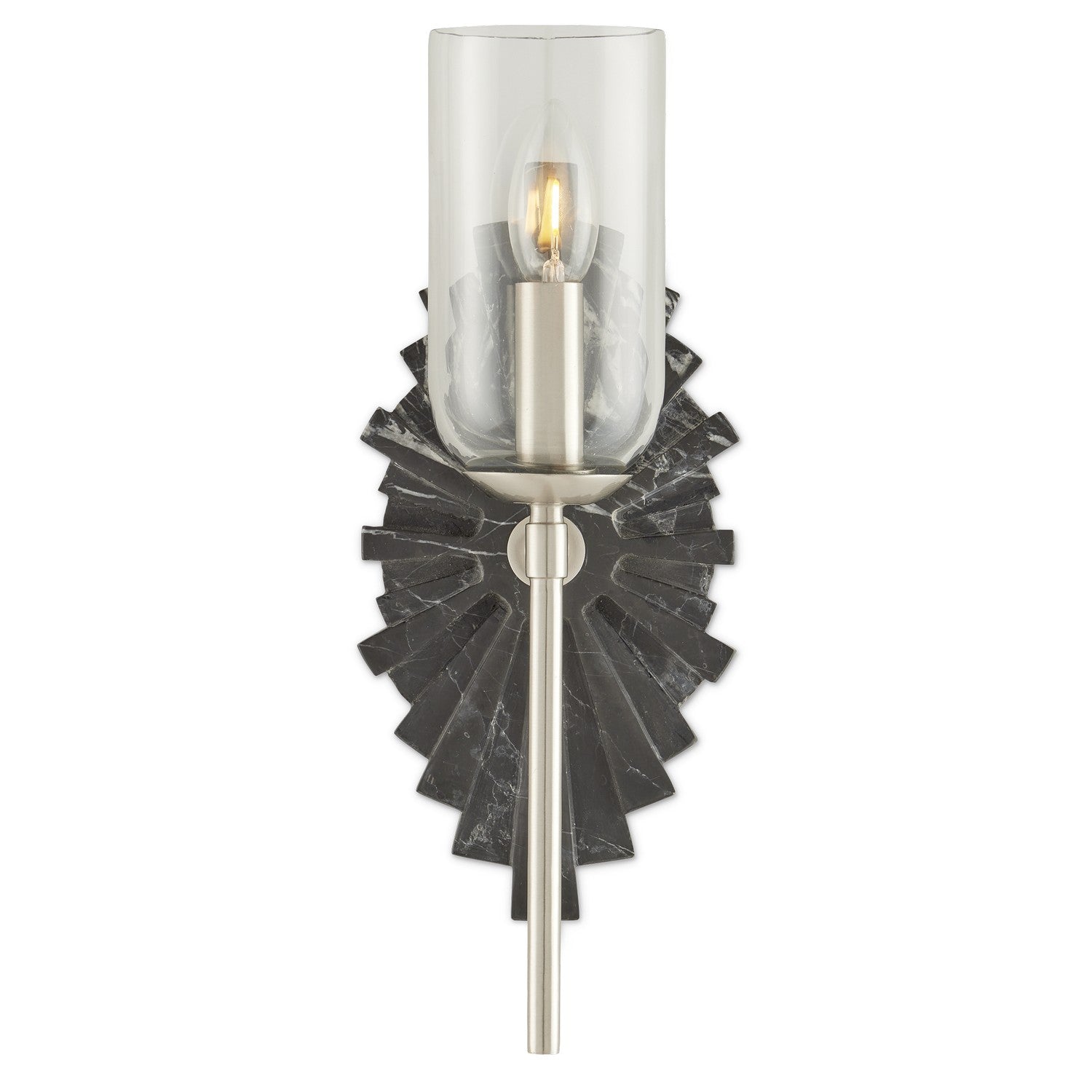 One Light Wall Sconce from the Benthos collection in Black/Nickel/Clear finish