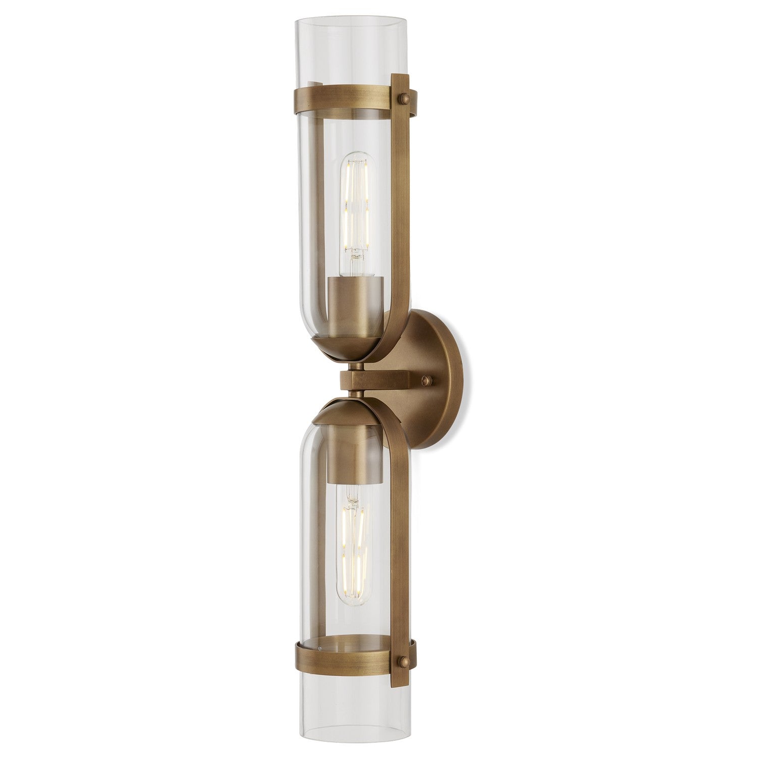 Two Light Wall Sconce from the Bonardi collection in Antique Brass/Clear finish