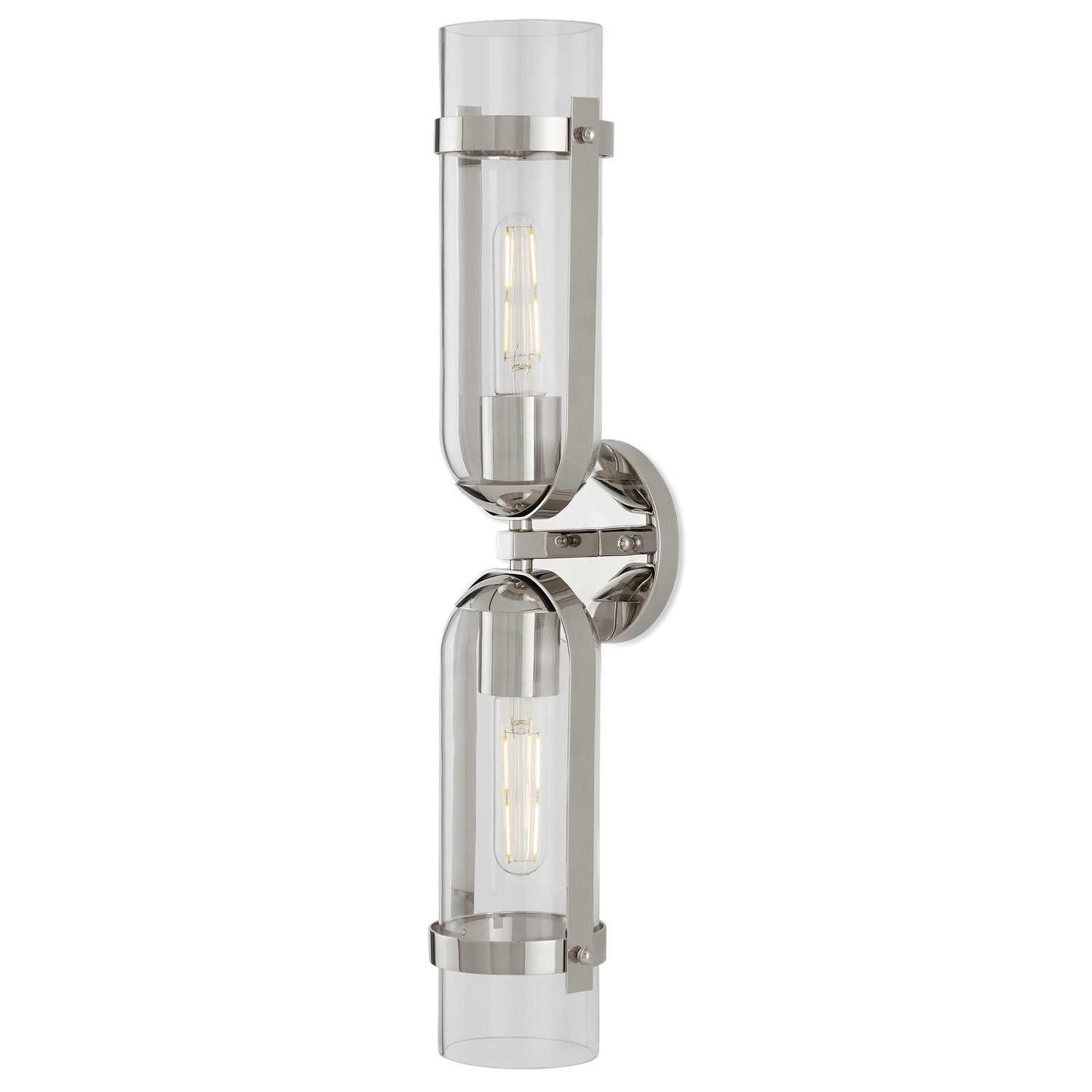 Two Light Wall Sconce from the Bonardi collection in Polished Nickel/Clear finish