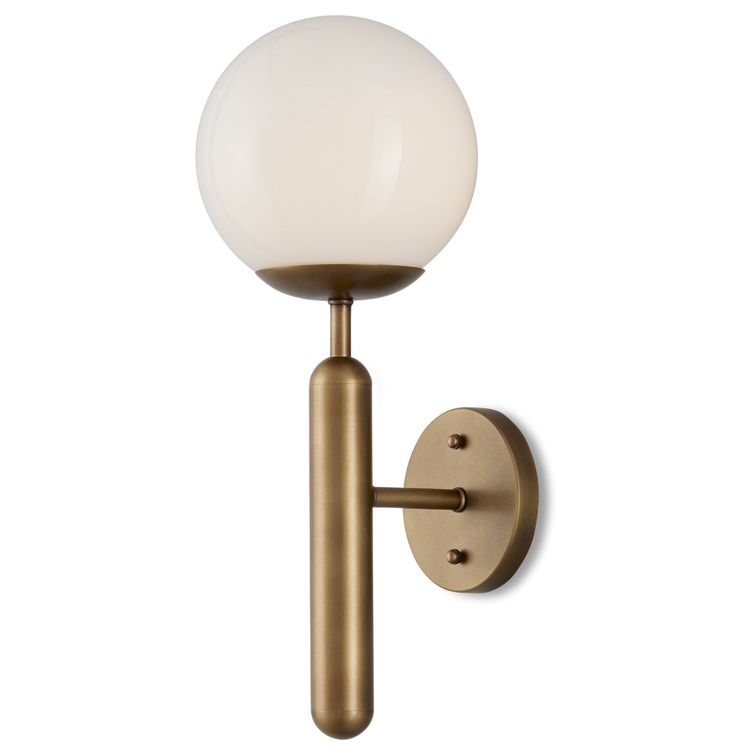 One Light Wall Sconce from the Barbican collection in Antique Brass/White finish