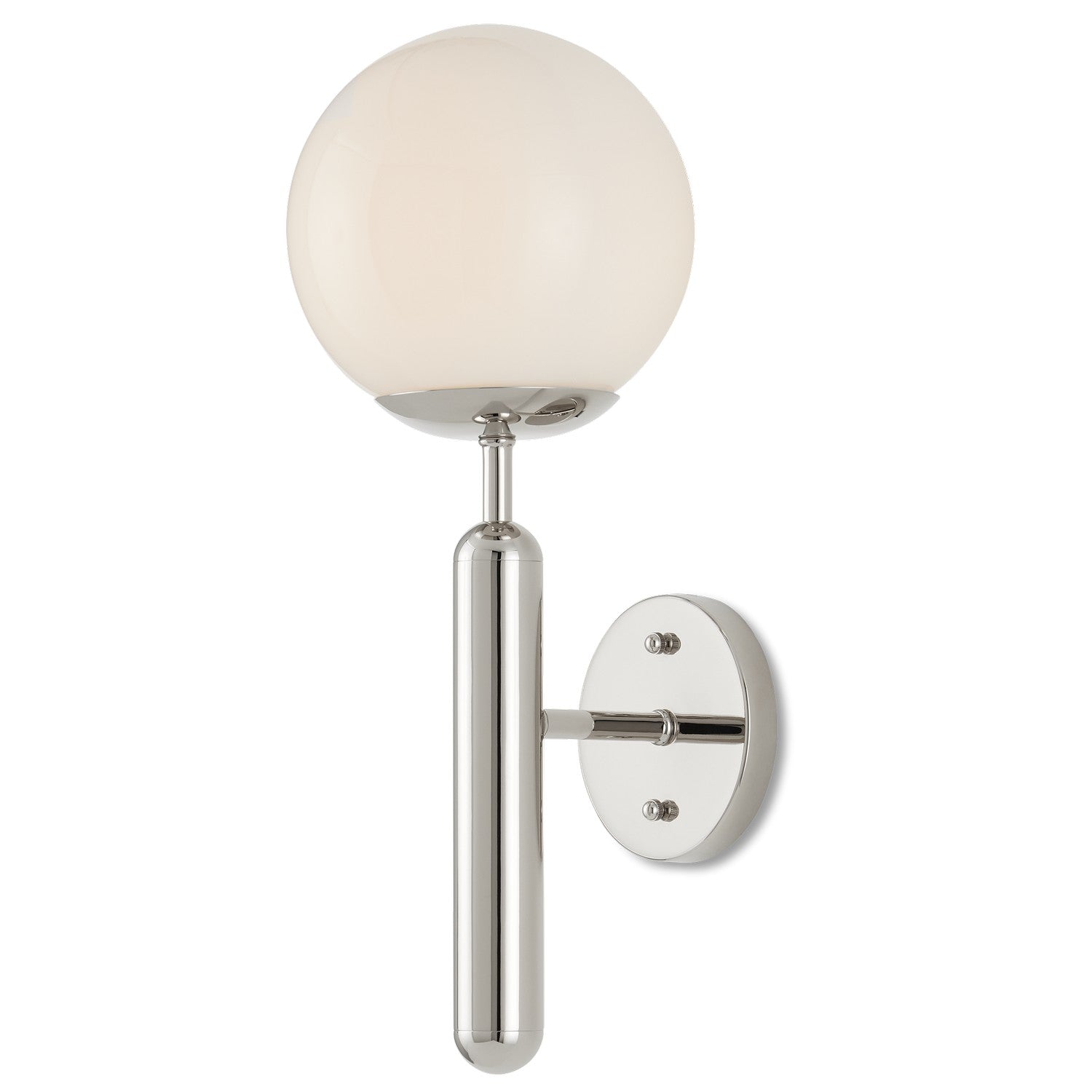 One Light Wall Sconce from the Barbican collection in Polished Nickel/White finish