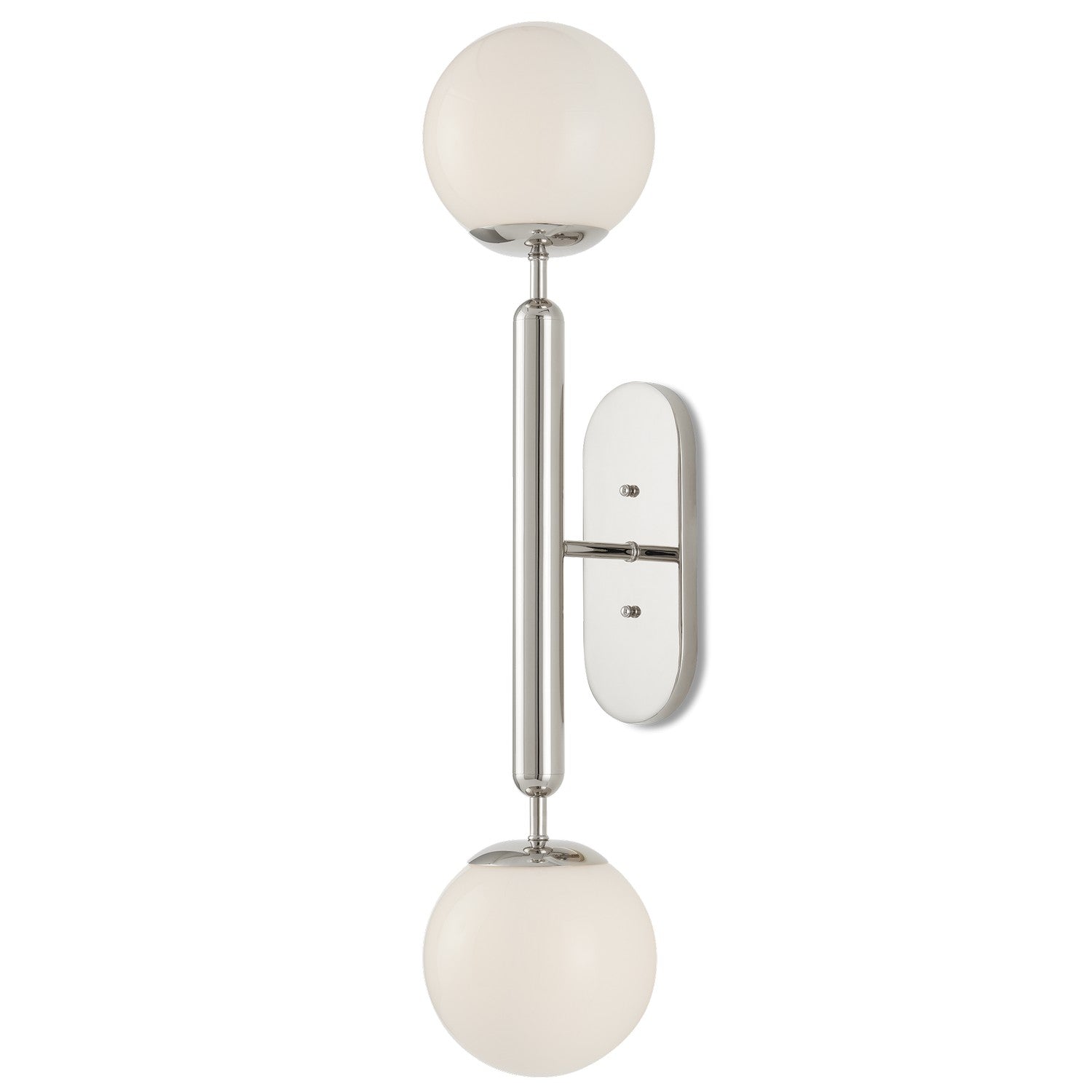 Two Light Wall Sconce from the Barbican collection in Polished Nickel/White finish