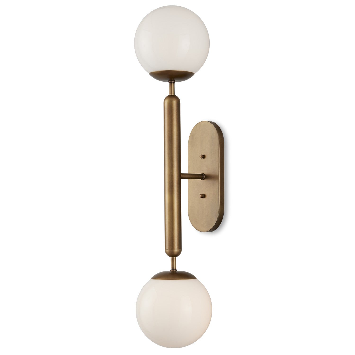 Two Light Wall Sconce from the Barbican collection in Antique Brass/White finish