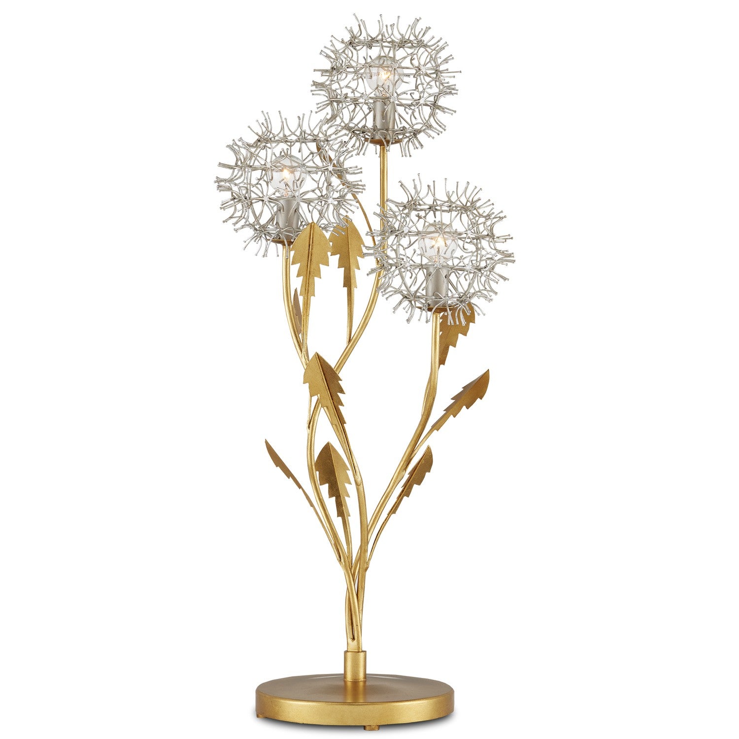 Three Light Table Lamp from the Dandelion collection in Contemporary Silver Leaf/Silver/Contemporary Gold Leaf finish