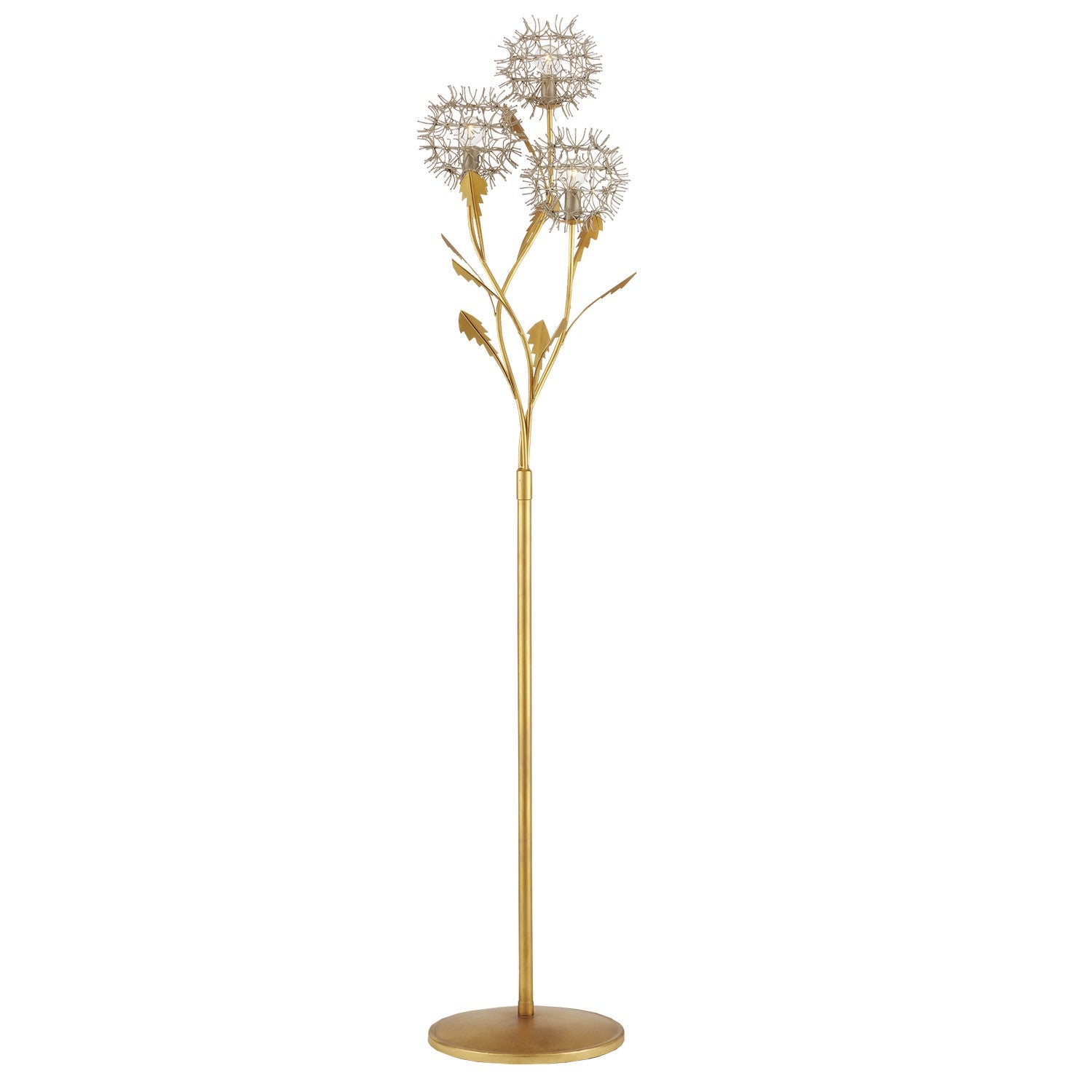 Three Light Floor Lamp from the Dandelion collection in Contemporary Silver Leaf/Silver/Contemporary Gold Leaf finish