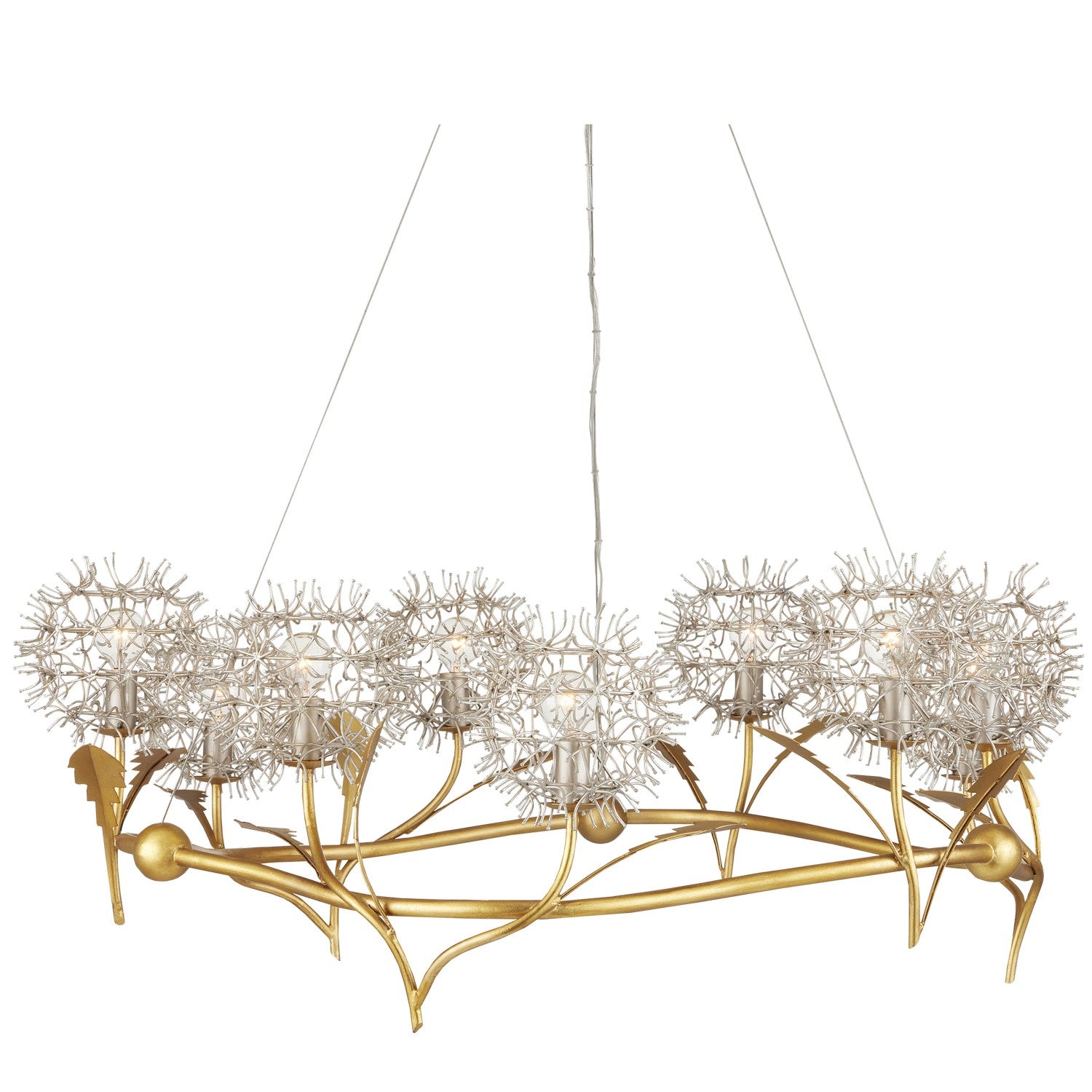 Nine Light Chandelier from the Dandelion collection in Contemporary Silver Leaf/Silver/Contemporary Gold Leaf finish