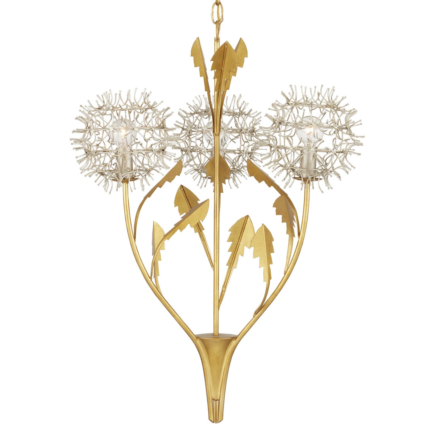 Three Light Pendant from the Dandelion collection in Contemporary Silver Leaf/Silver/Contemporary Gold Leaf finish