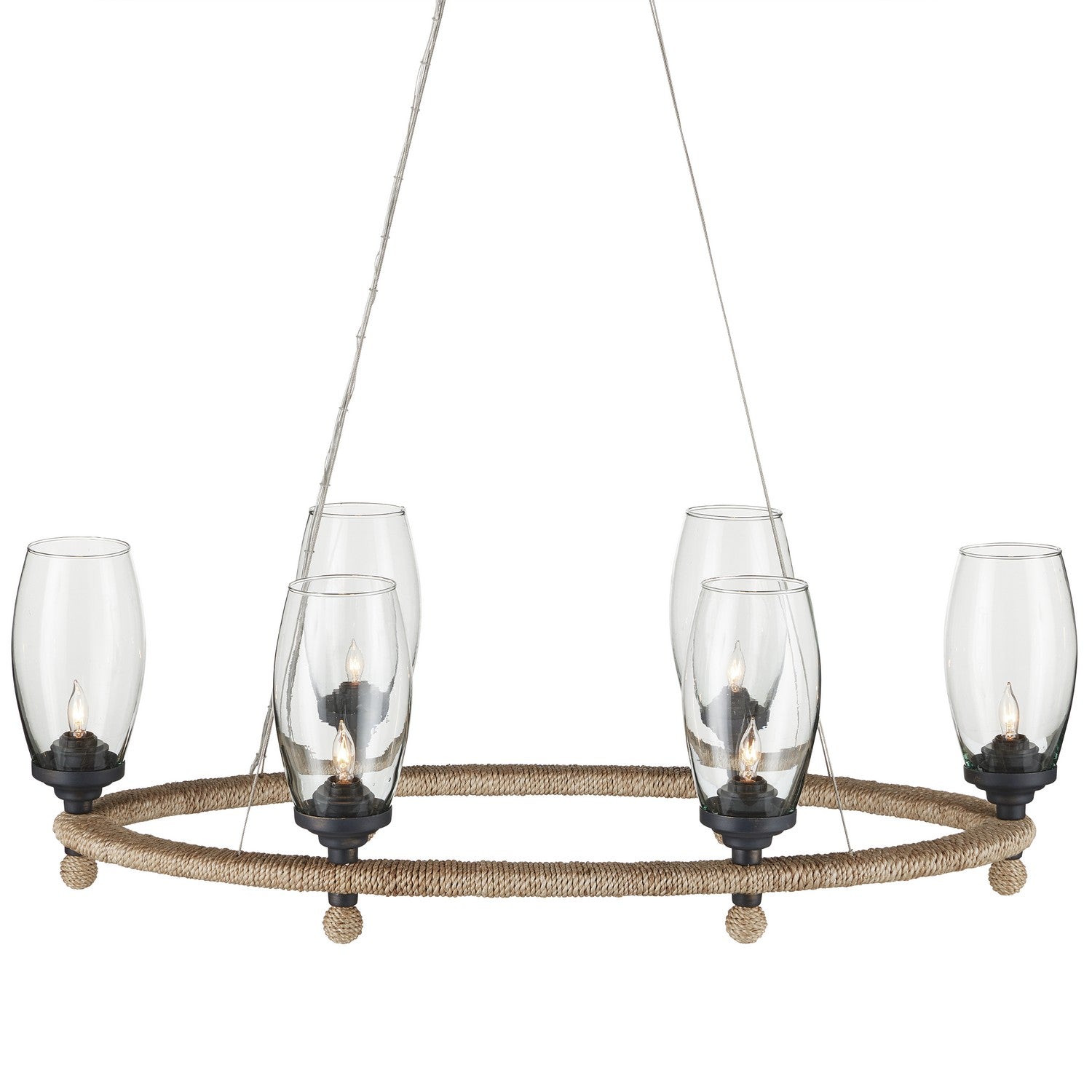 Six Light Chandelier from the Hightider collection in Natural/Clear/French Black finish