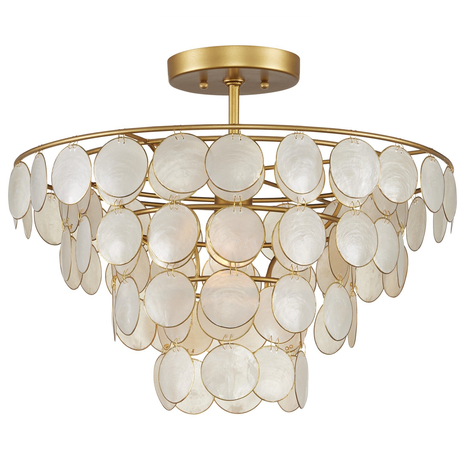 One Light Semi-Flush Mount from the Bon Vivant collection in Natural/Gold finish