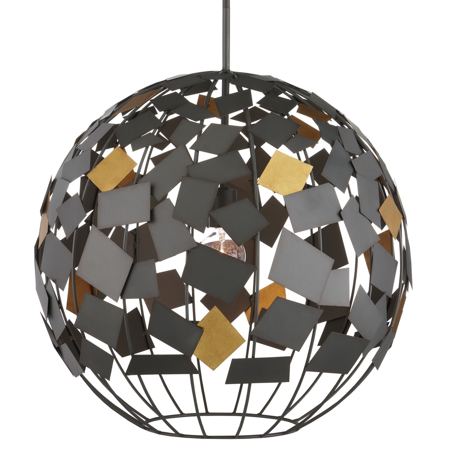 One Light Chandelier from the Hiroshi Koshitaka collection in Hiroshi Gray/Contemporary Gold Leaf finish