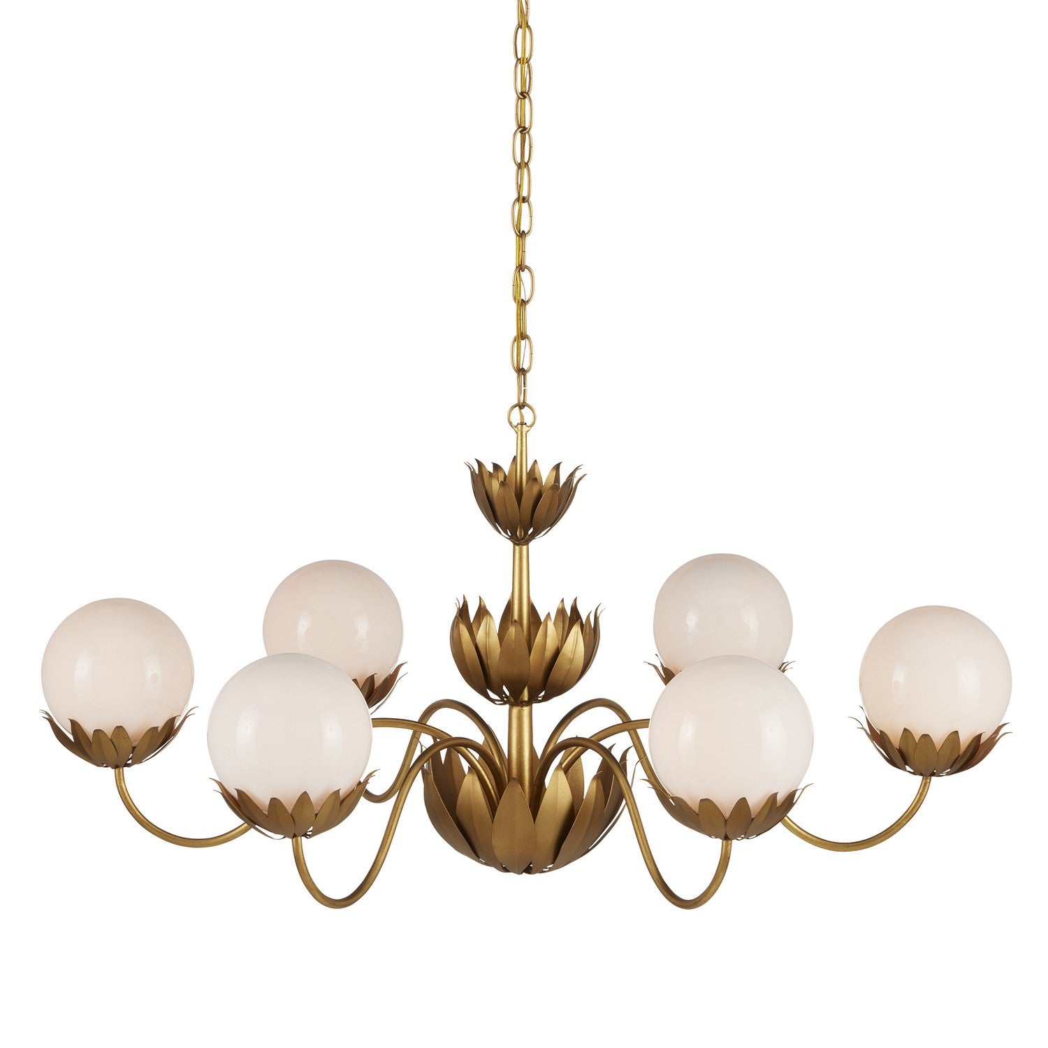 Six Light Chandelier from the Mirasole collection in Contemporary Gold Leaf/Gold/White finish