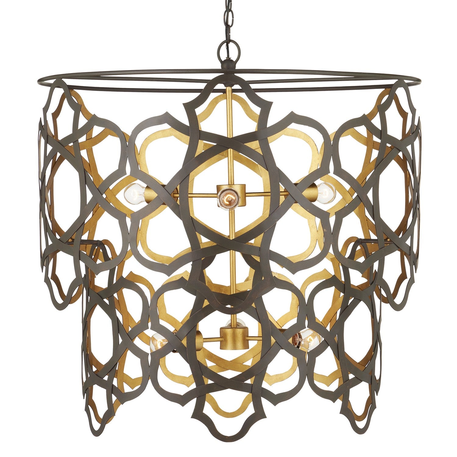 Six Light Chandelier from the Mauresque collection in Bronze Gold/Contemporary Gold Leaf finish