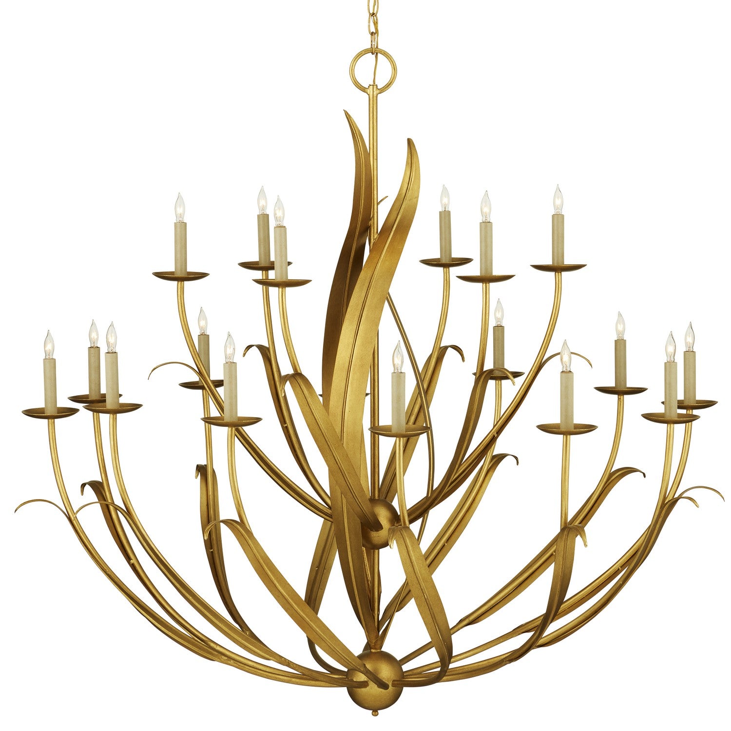 18 Light Chandelier from the Menefee collection in Antique Gold Leaf finish