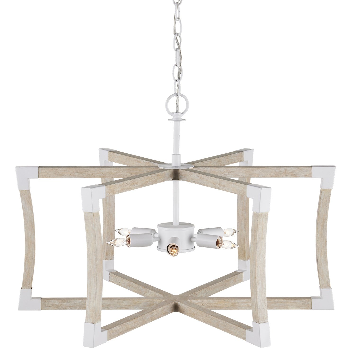 Six Light Lantern from the Bastian collection in Sugar White/Sandstone finish