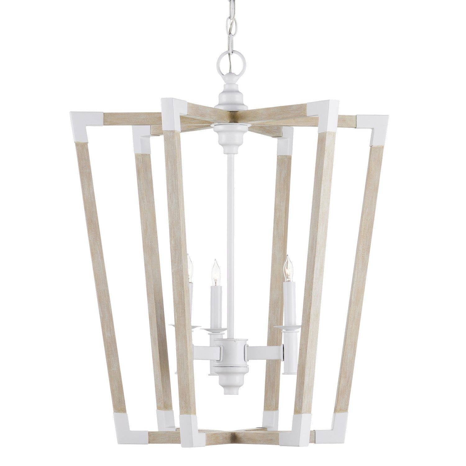 Three Light Lantern from the Bastian collection in Sugar White/Sandstone finish