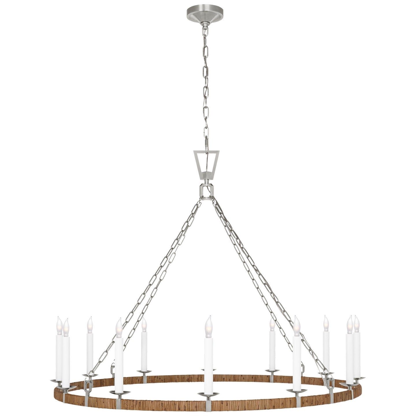 Visual Comfort Signature - CHC 5874PN/NRT - LED Chandelier - Darlana Wrapped - Polished Nickel and Natural Rattan