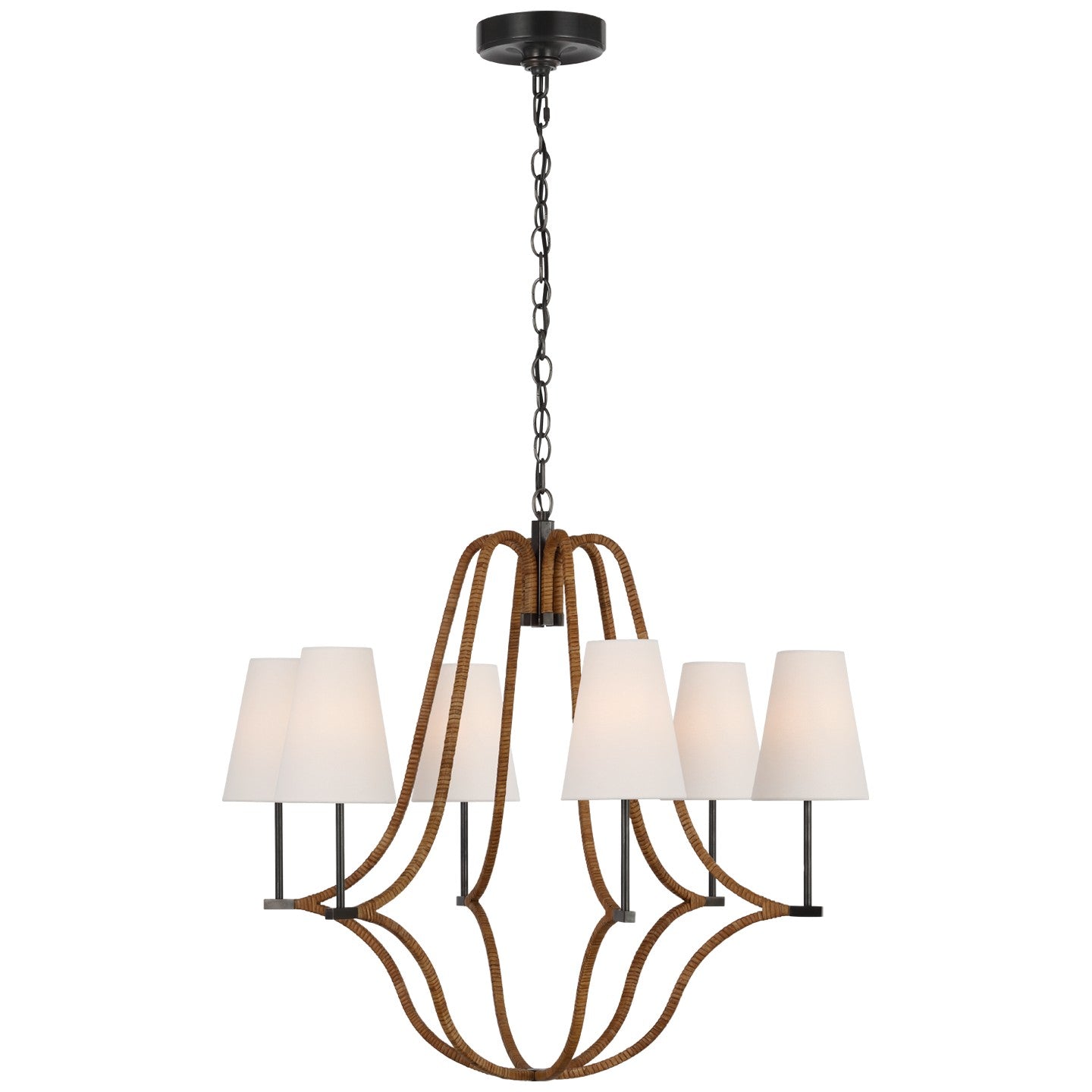 Visual Comfort Signature - CHC 5581BZ/NRT-L - LED Chandelier - Biscayne - Bronze and Natural Rattan