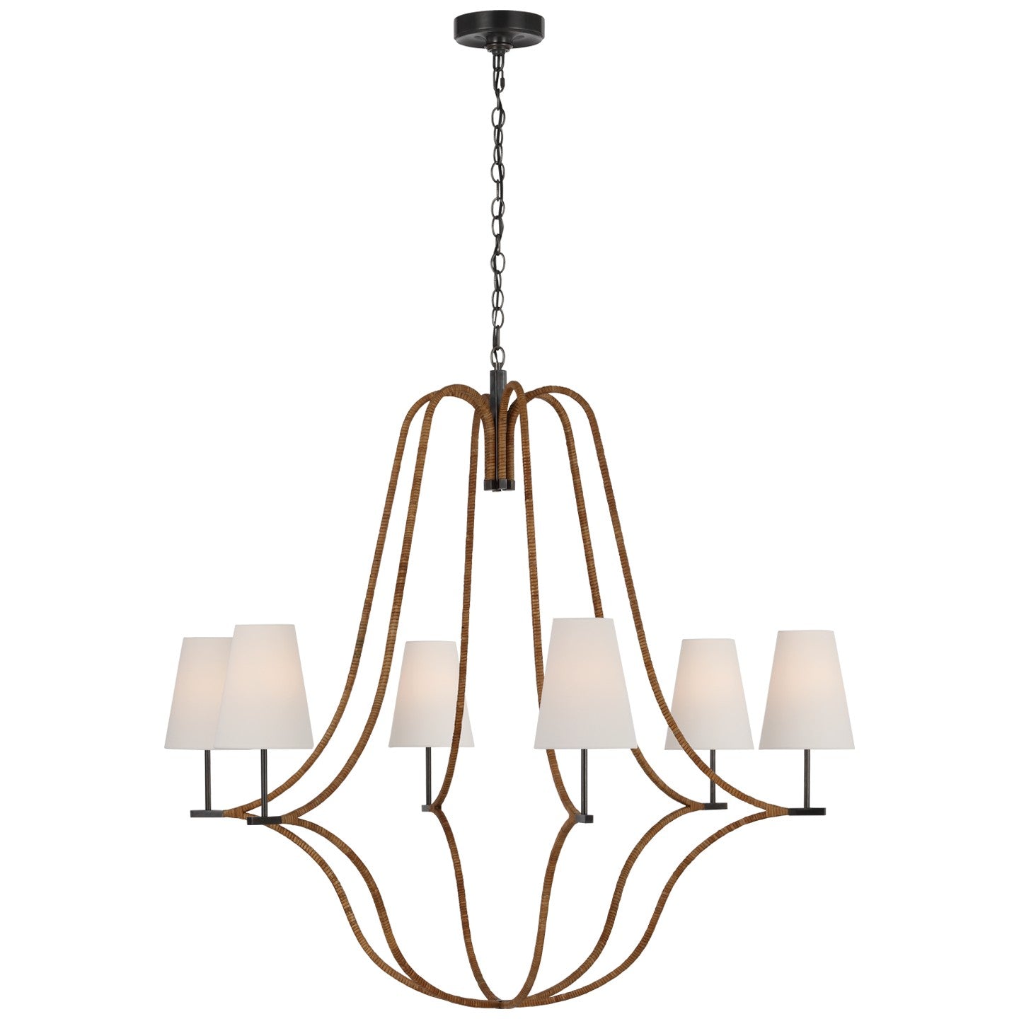 Visual Comfort Signature - CHC 5583BZ/NRT-L - LED Chandelier - Biscayne - Bronze and Natural Rattan