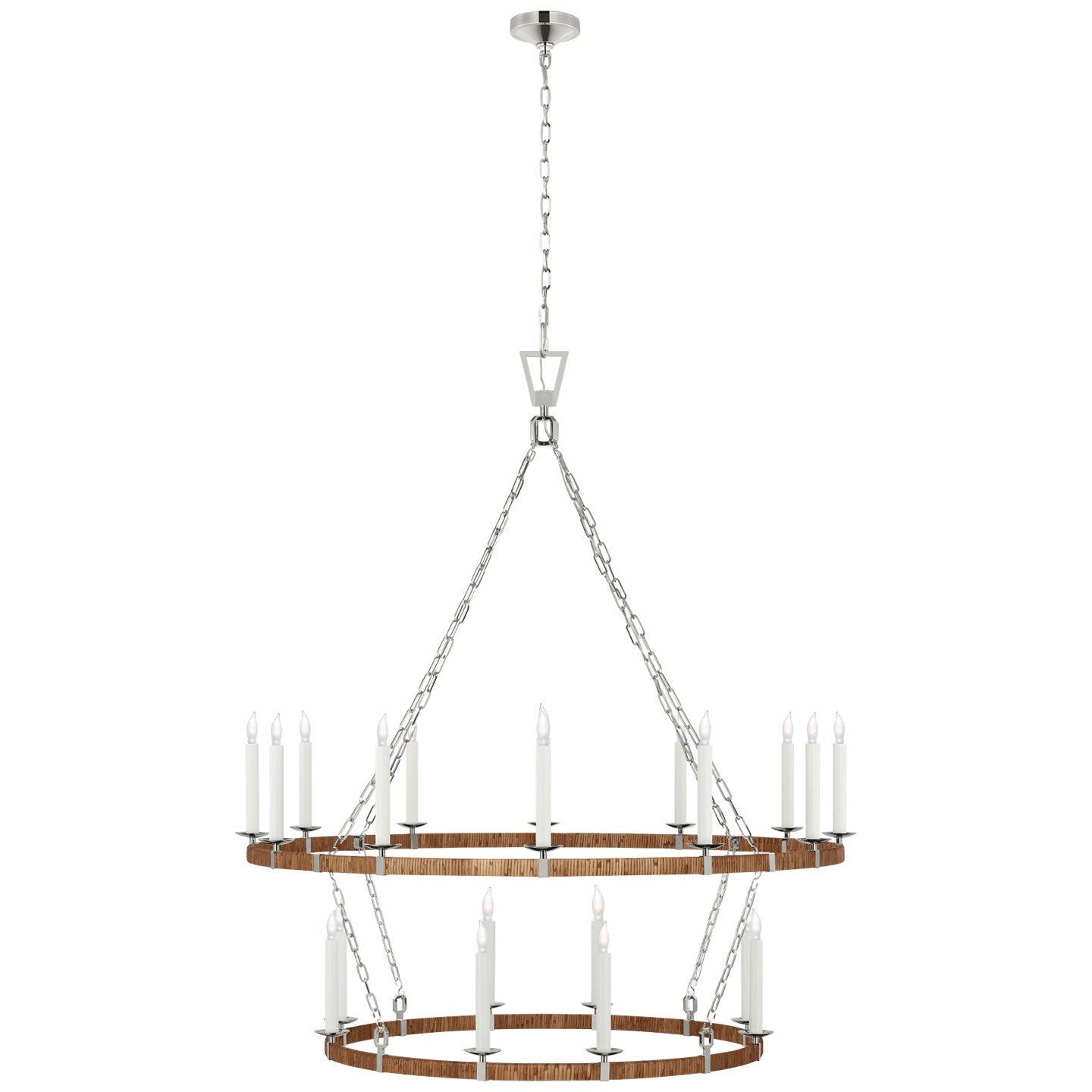 Visual Comfort Signature - CHC 5882PN/NRT - LED Chandelier - Darlana Wrapped - Polished Nickel and Natural Rattan