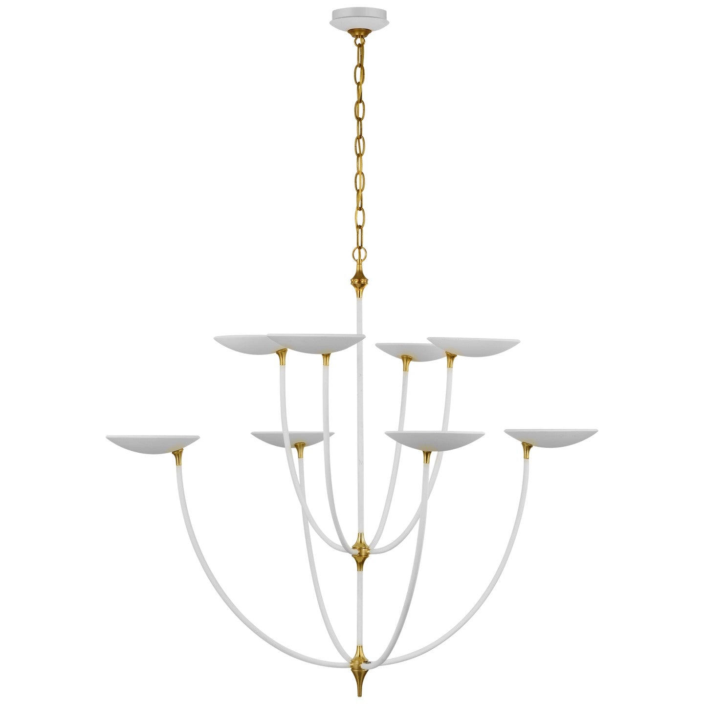 Visual Comfort Signature - TOB 5785WHT/HAB - LED Chandelier - Keira - Matte White and Hand-Rubbed Antique Brass