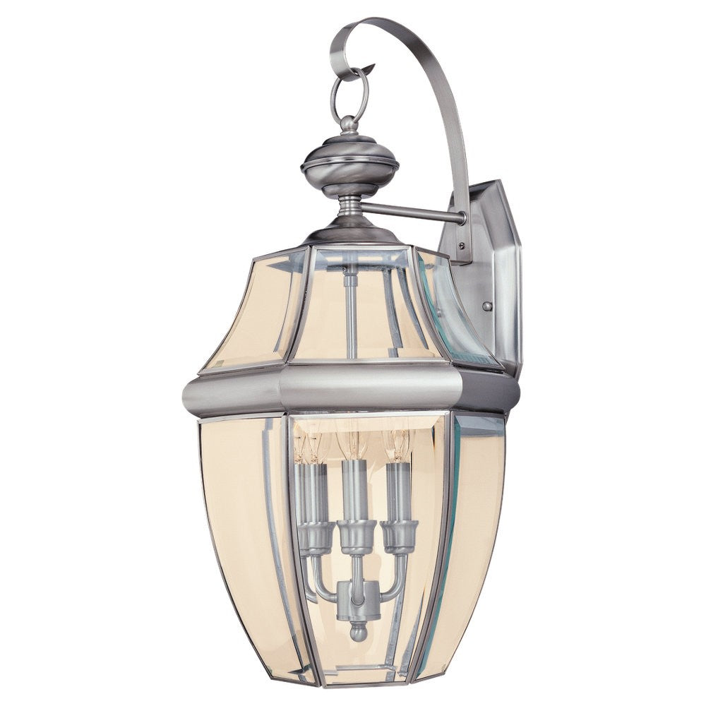 Generation Lighting. - 8040-965 - Three Light Outdoor Wall Lantern - Lancaster - Antique Brushed Nickel