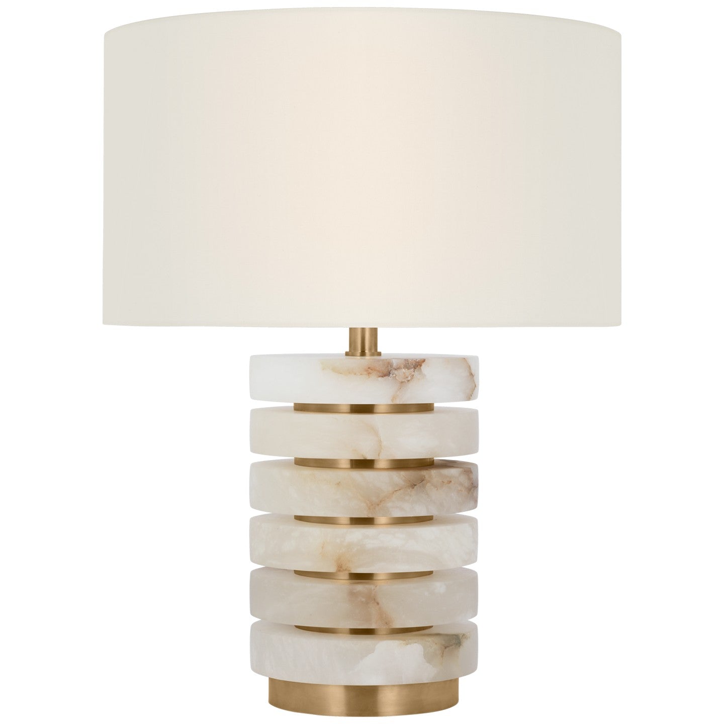 Visual Comfort Signature - WS 3900ALB/HAB-L - LED Table Lamp - Diski - Alabaster and Hand-Rubbed Antique Brass