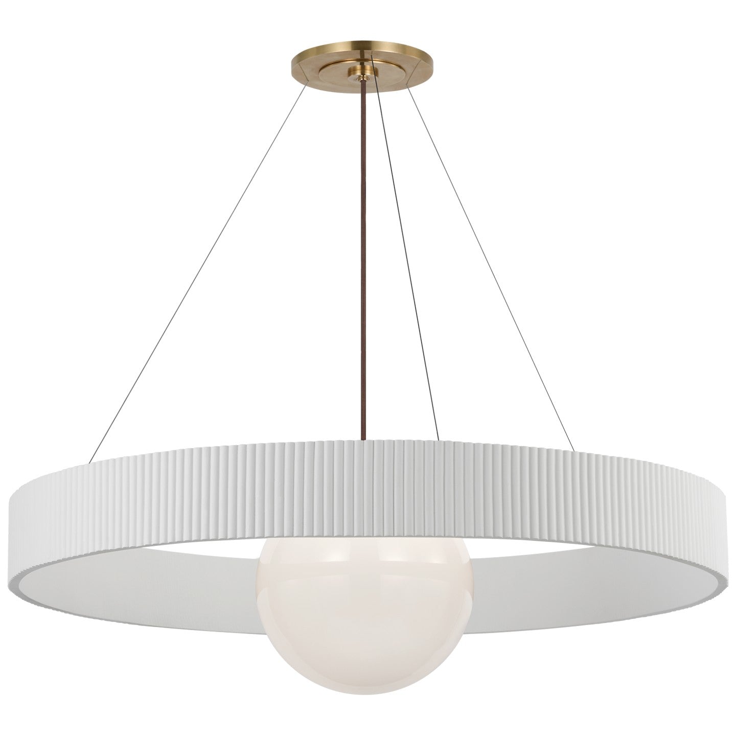Visual Comfort Signature - WS 5001HAB/WHT-WG - LED Chandelier - Arena - Hand-Rubbed Antique Brass and White Glass