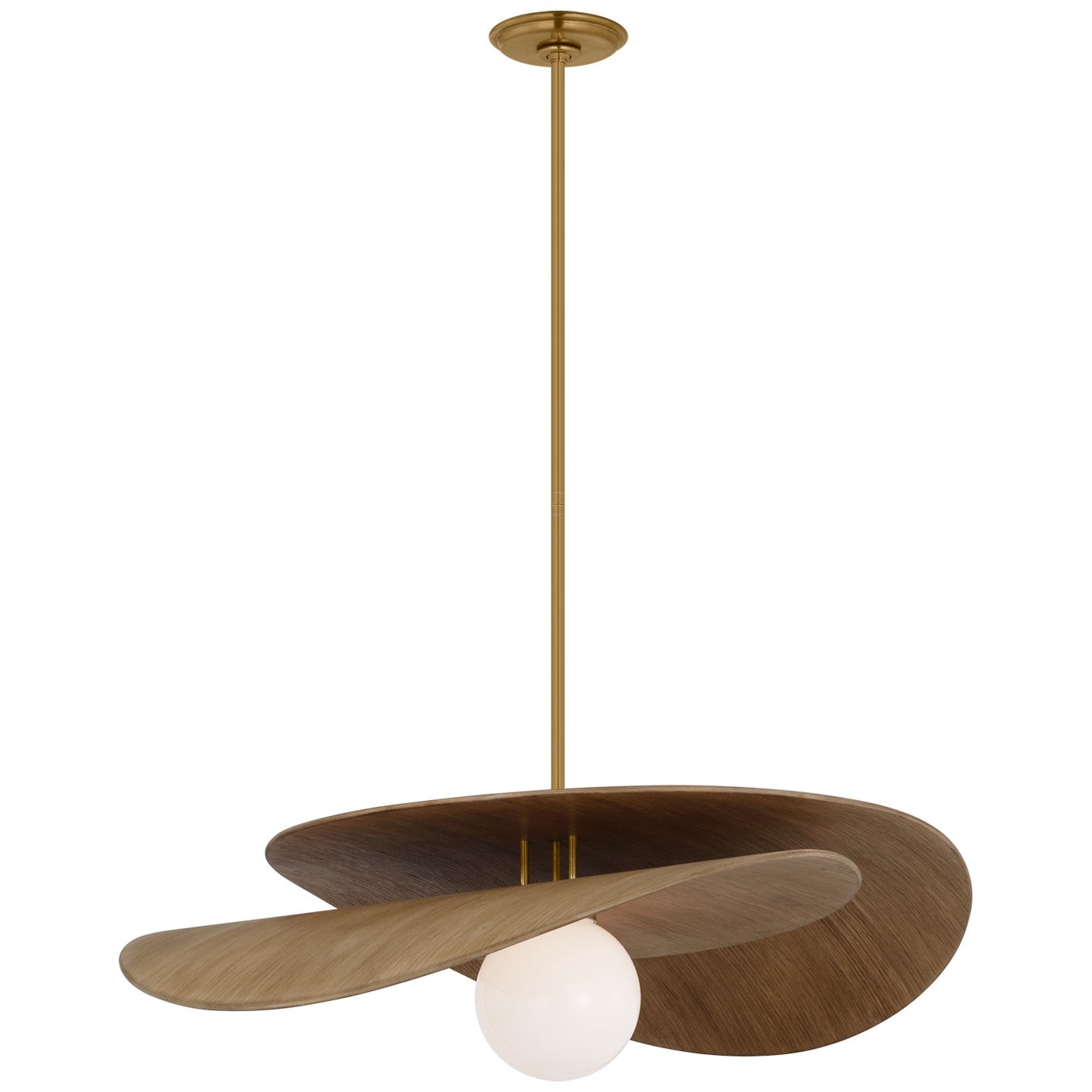 Visual Comfort Signature - WS 5050HAB/NO-WG - LED Pendant - Mahalo - Hand-Rubbed Antique Brass and Natural Oak