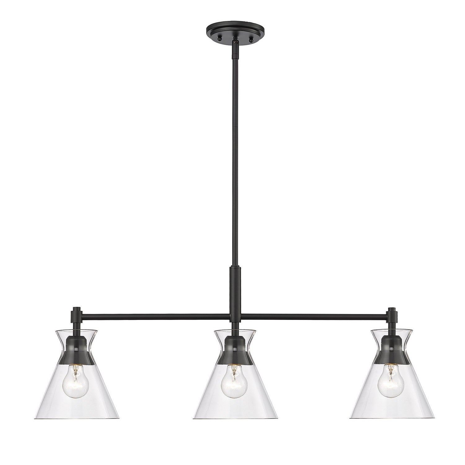 Golden - 0511-LP BLK-CLR - Three Light Linear Pendant - Malta - Matte Black