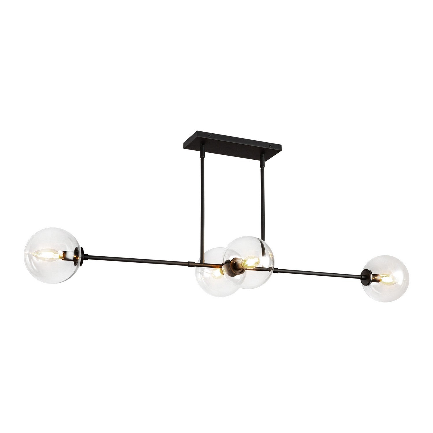 Alora - LP549448MBCL - Four Light Linear Pendant - Cassia - Matte Black/Clear Glass