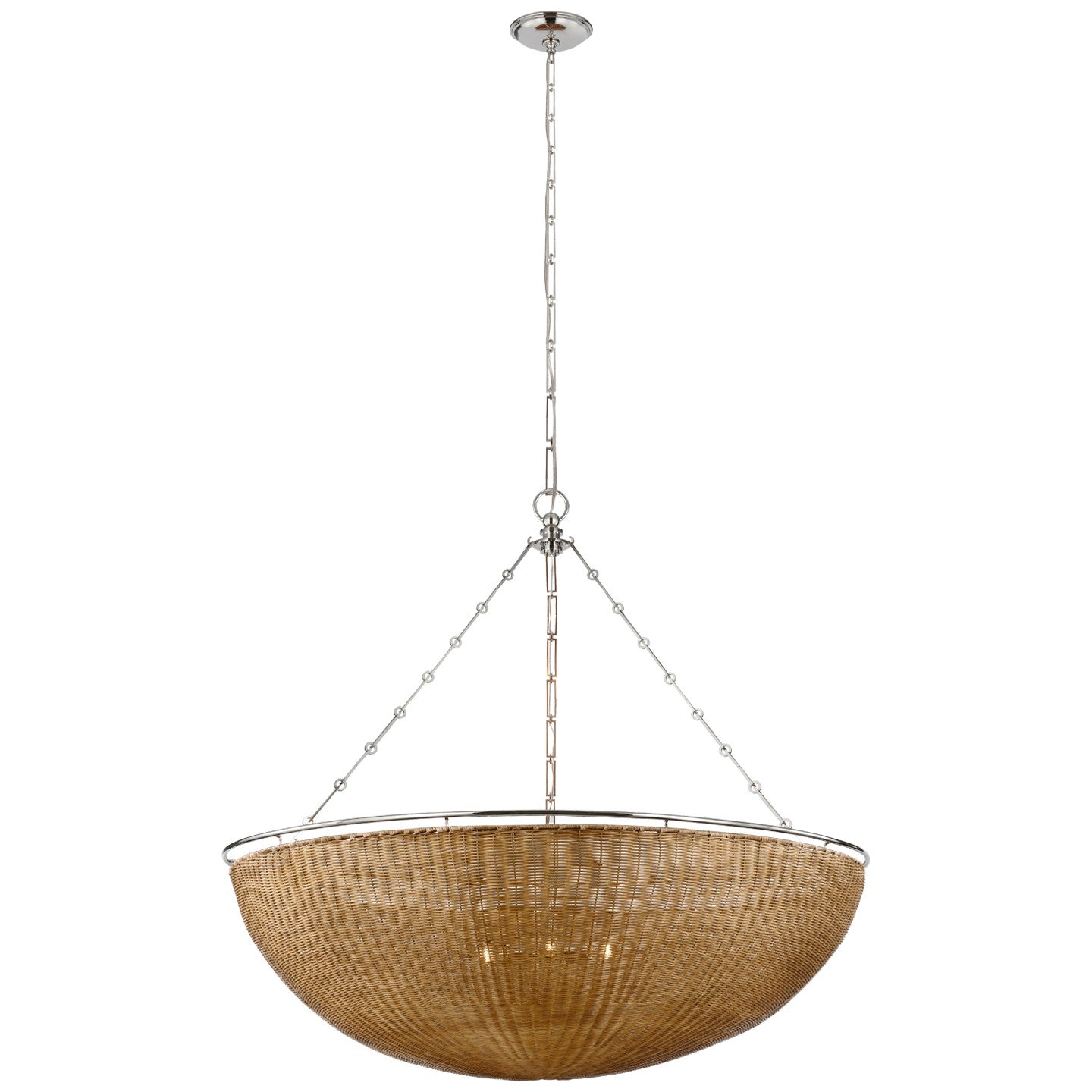 Visual Comfort Signature - CHC 5639PN/NTW - LED Chandelier - Clovis - Polished Nickel and Natural Wicker